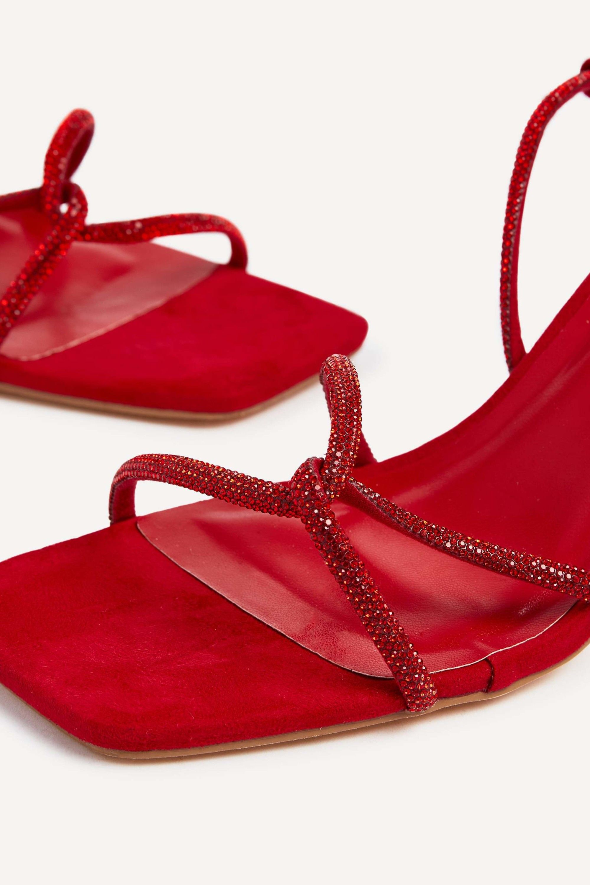 Linzi Entice Red Faux Suede Diamante Embellishes Strappy Heel image 5