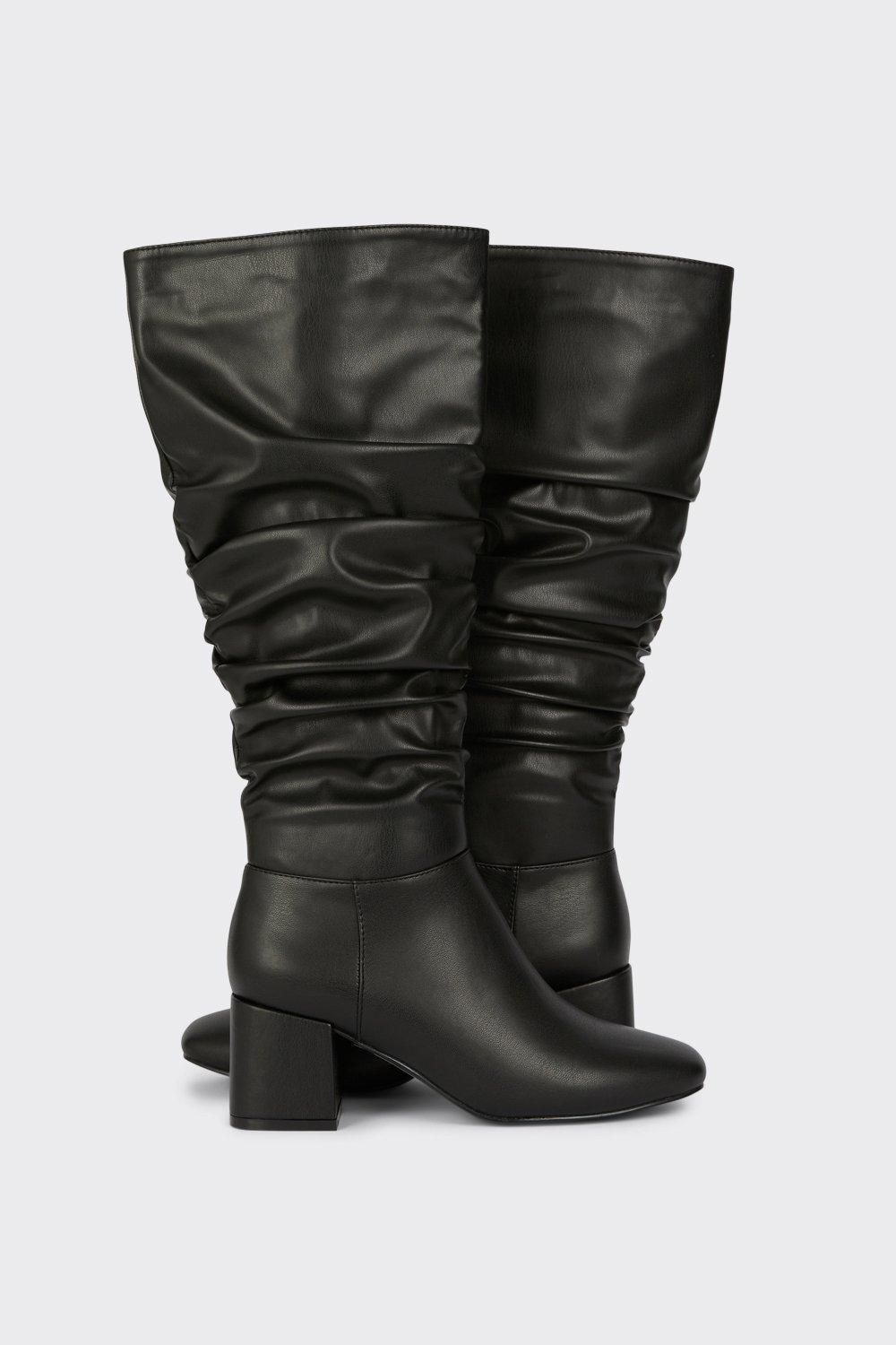 Dorothy Perkins Kayenne Ruched Long Boots Black image 4