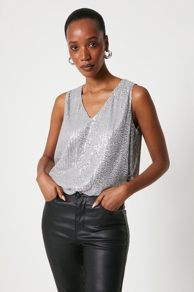Principles Sequin V-neck Cami Silver