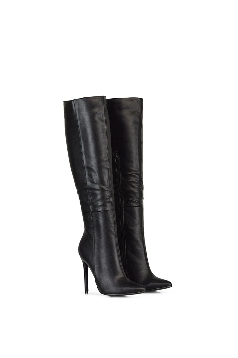 XY London 'Nora' Pointed Toe Zip Up Knee High Stiletto Heel Long Boots image 5