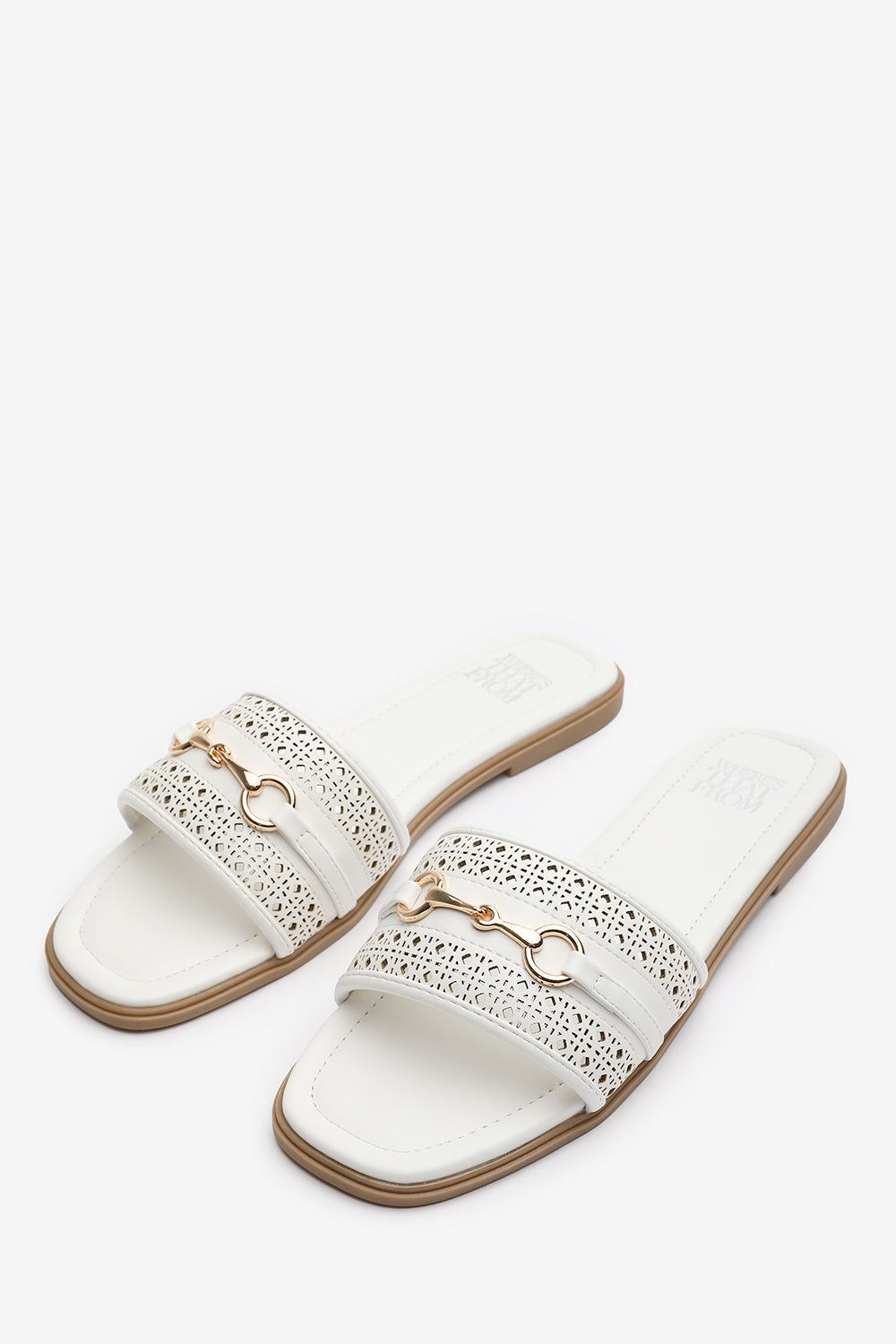 Where's That From 'Natalie' Sliders With Geometric Strap And Metal Detail image 3