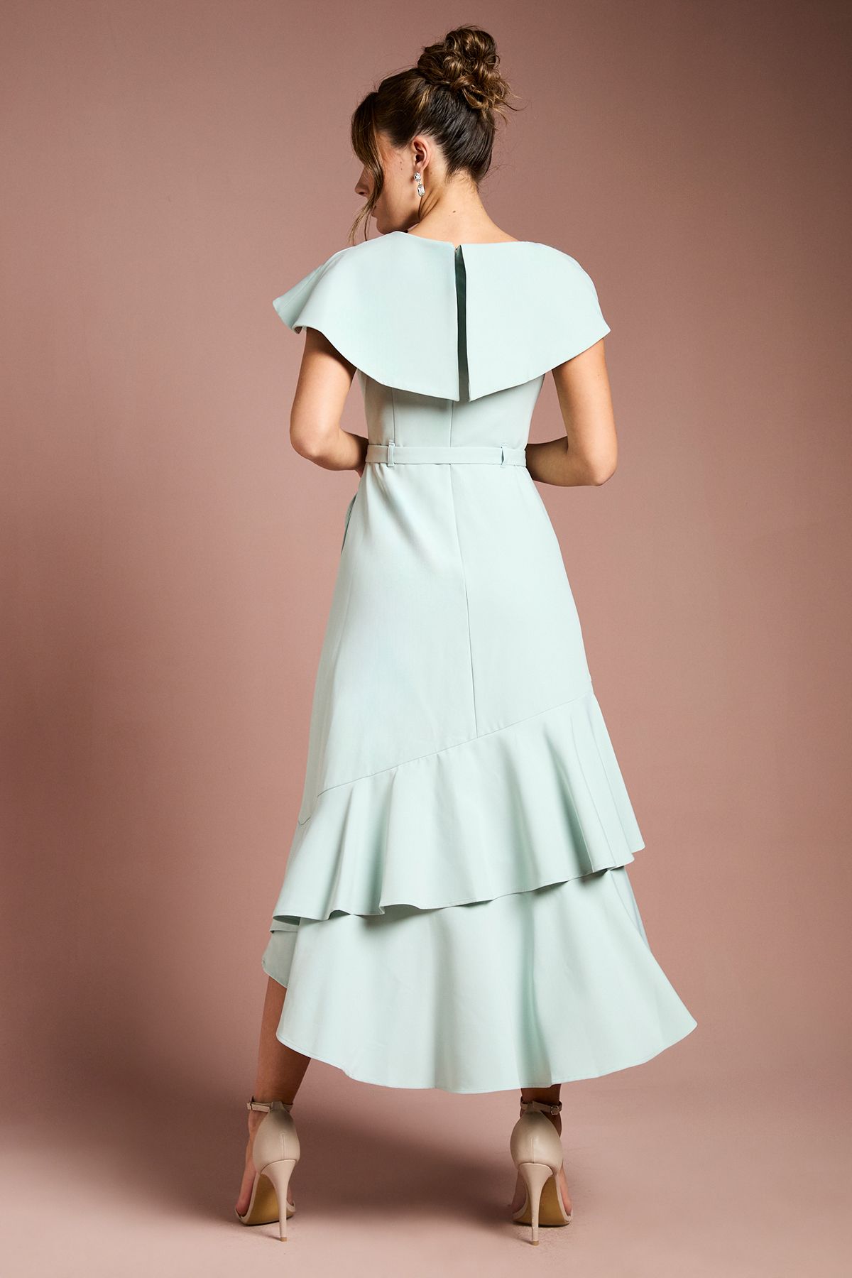 Coast Waterfall Crepe Belted Midi Dress Duck Egg image 3
