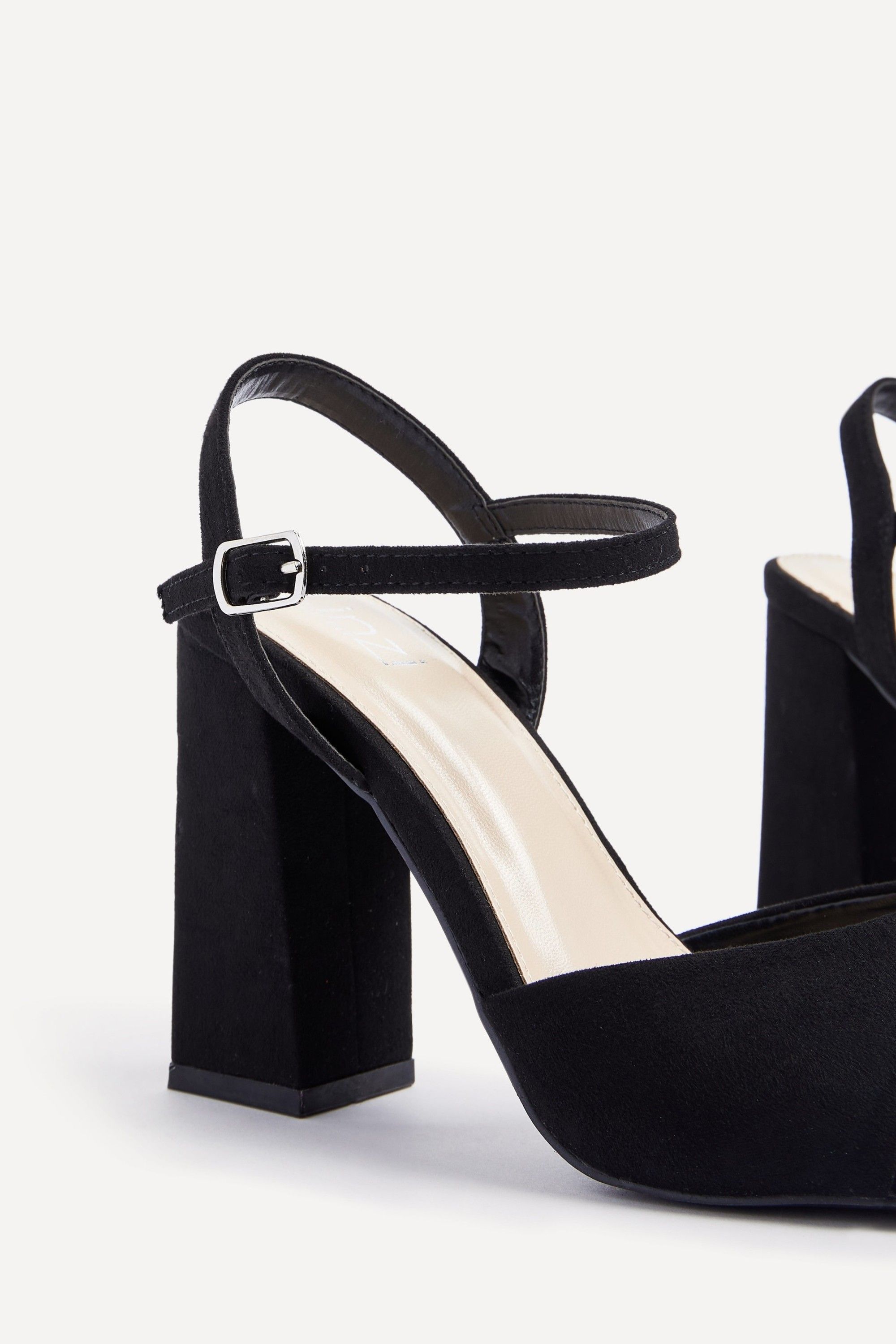 Linzi Monroe Wide Fit Black Suede Block Heeled Sandals image 5