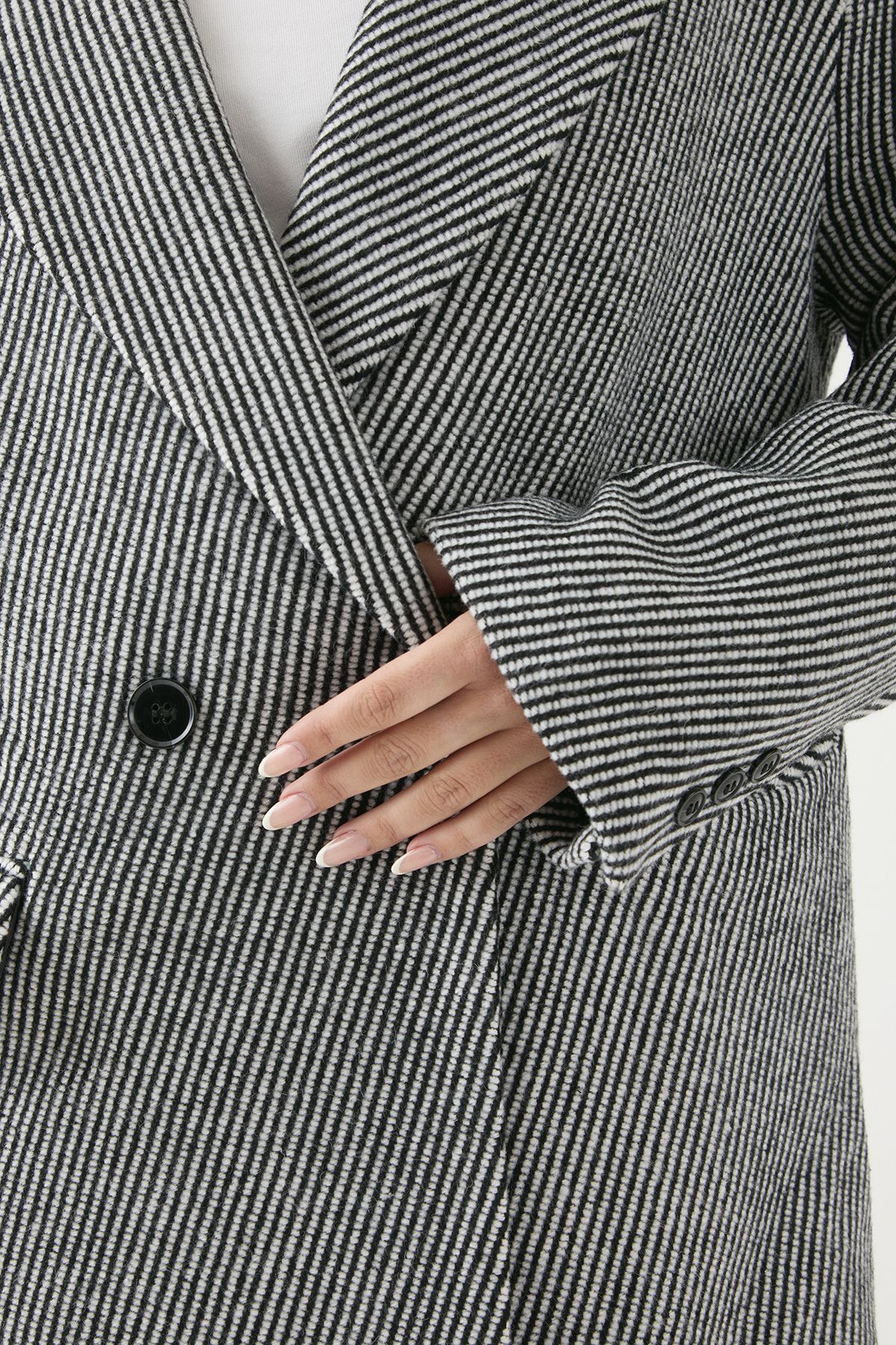 MissPap Wool Look Textured Coat Grey image 5