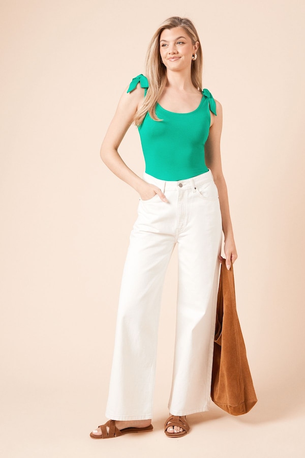 Dorothy Perkins Tie Shoulder Top Green