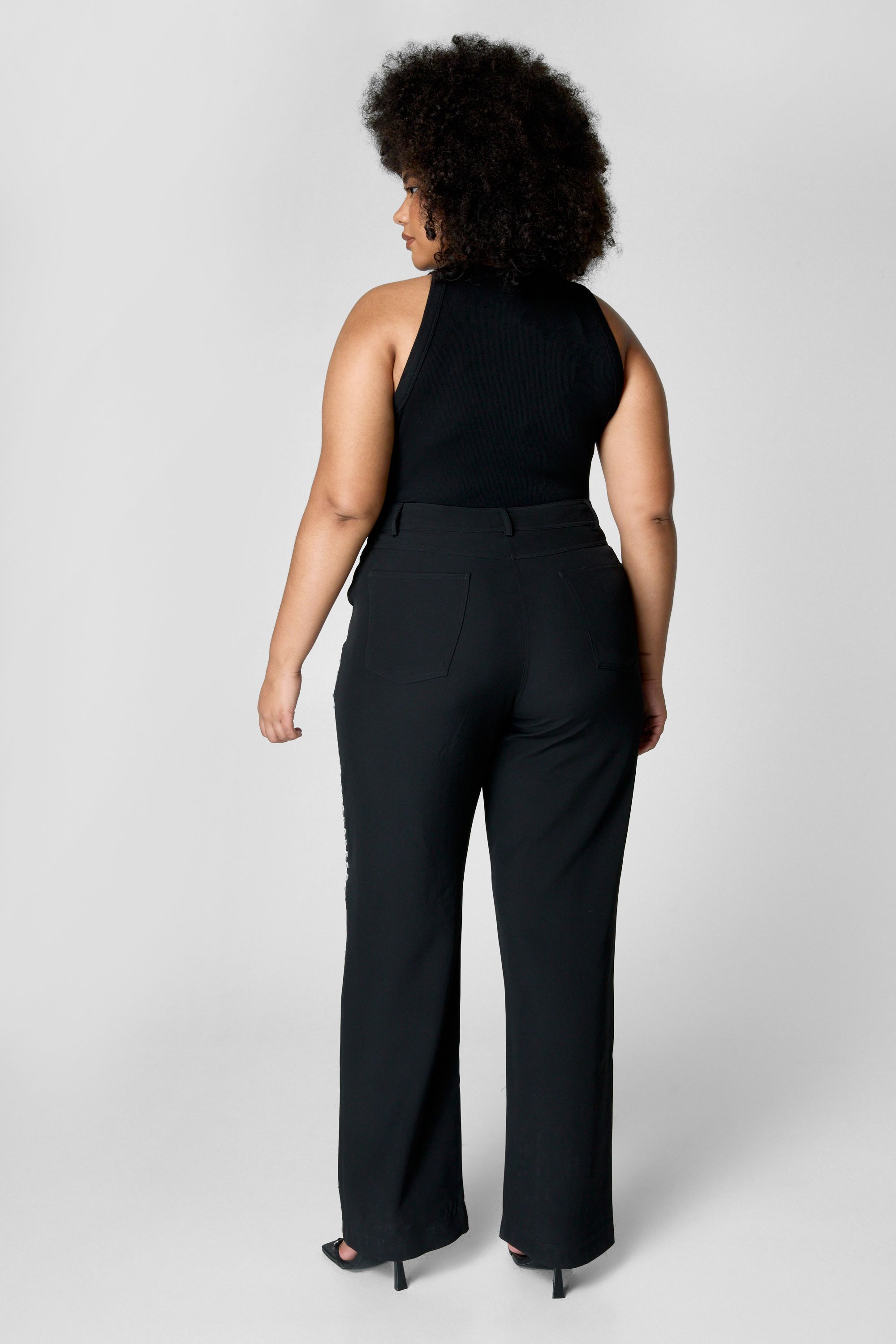 NastyGal Plus Hotfix Tailored Trouser Black image 4