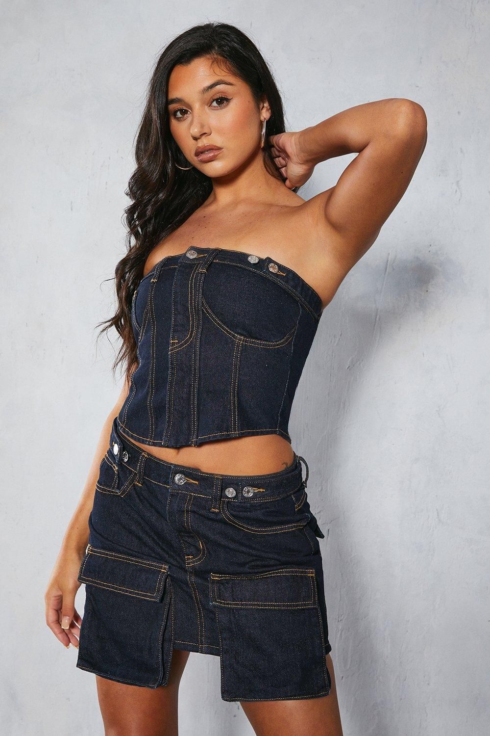 MissPap Denim Utility Corset Top Dark Indigo image 4