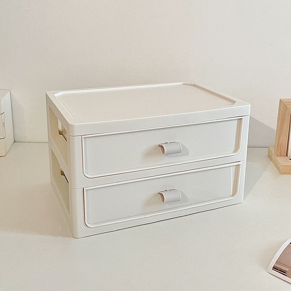 SHEONLY 2-Tier Plastic Stackable Desktop Drawers Storage Box image 5