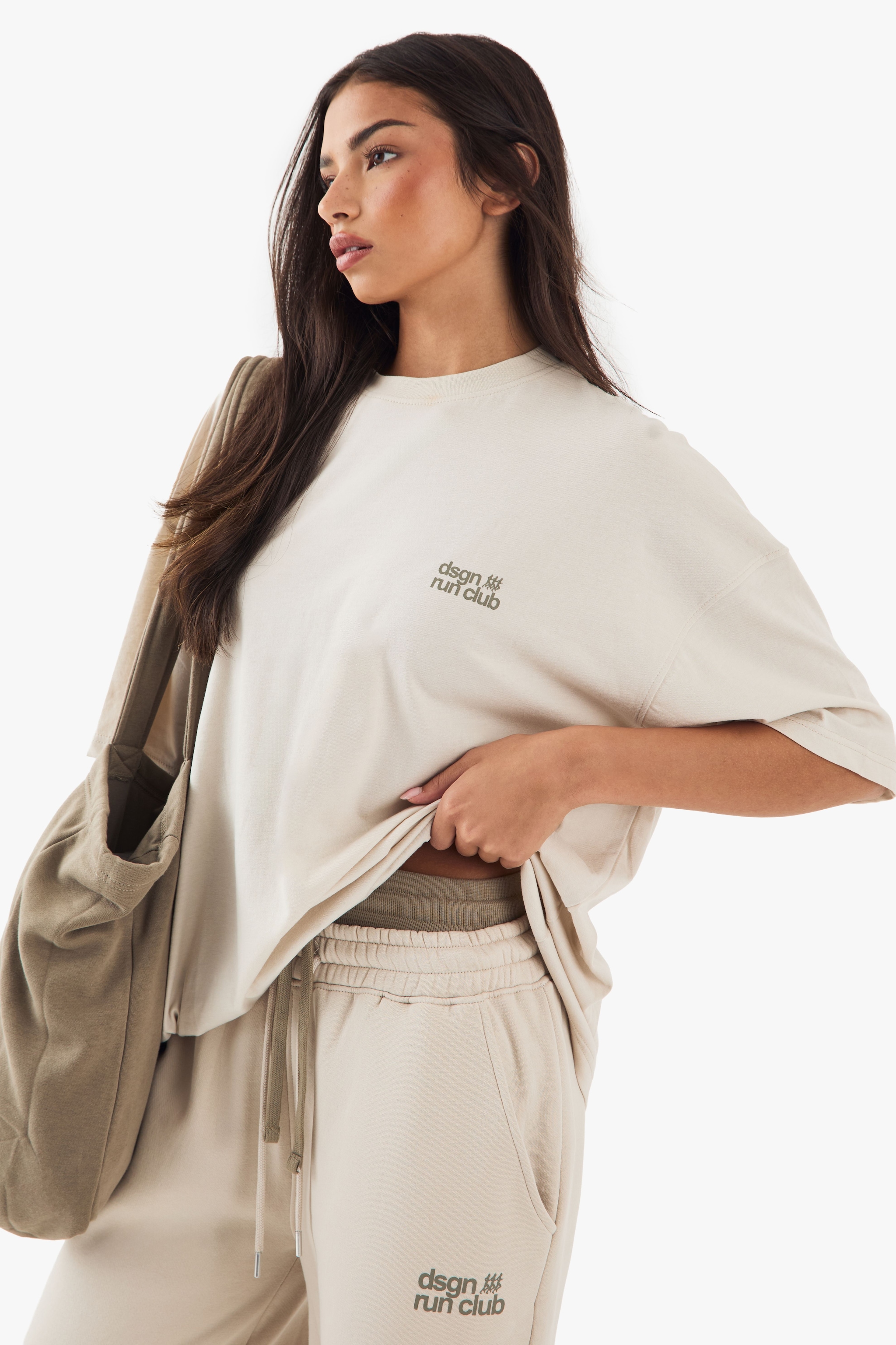DSGN Studio DSGN Studio Run Club Oversized Printed T-shirt Stone image 1