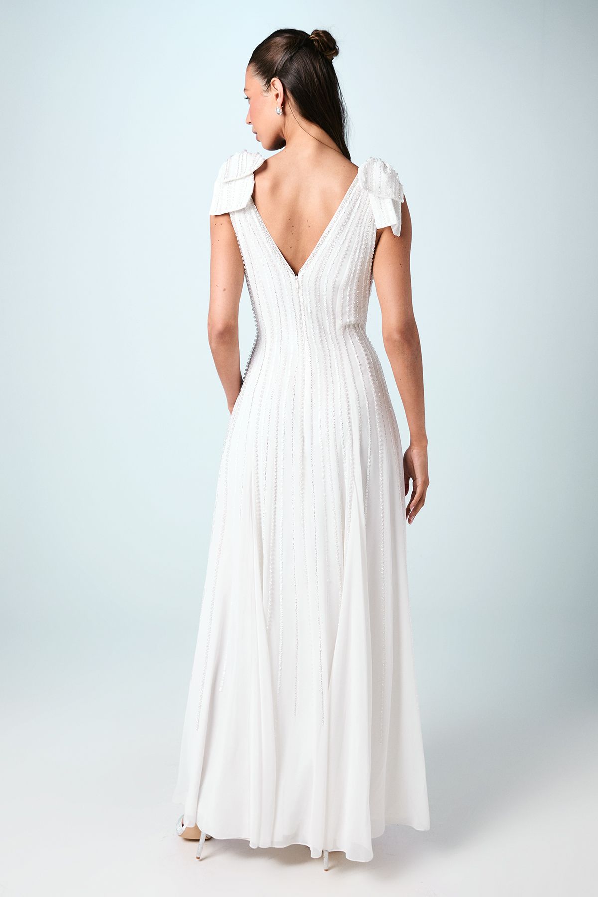 Coast Bow Shoulder Embellished Maxi Wedding Dress Ivory image 3