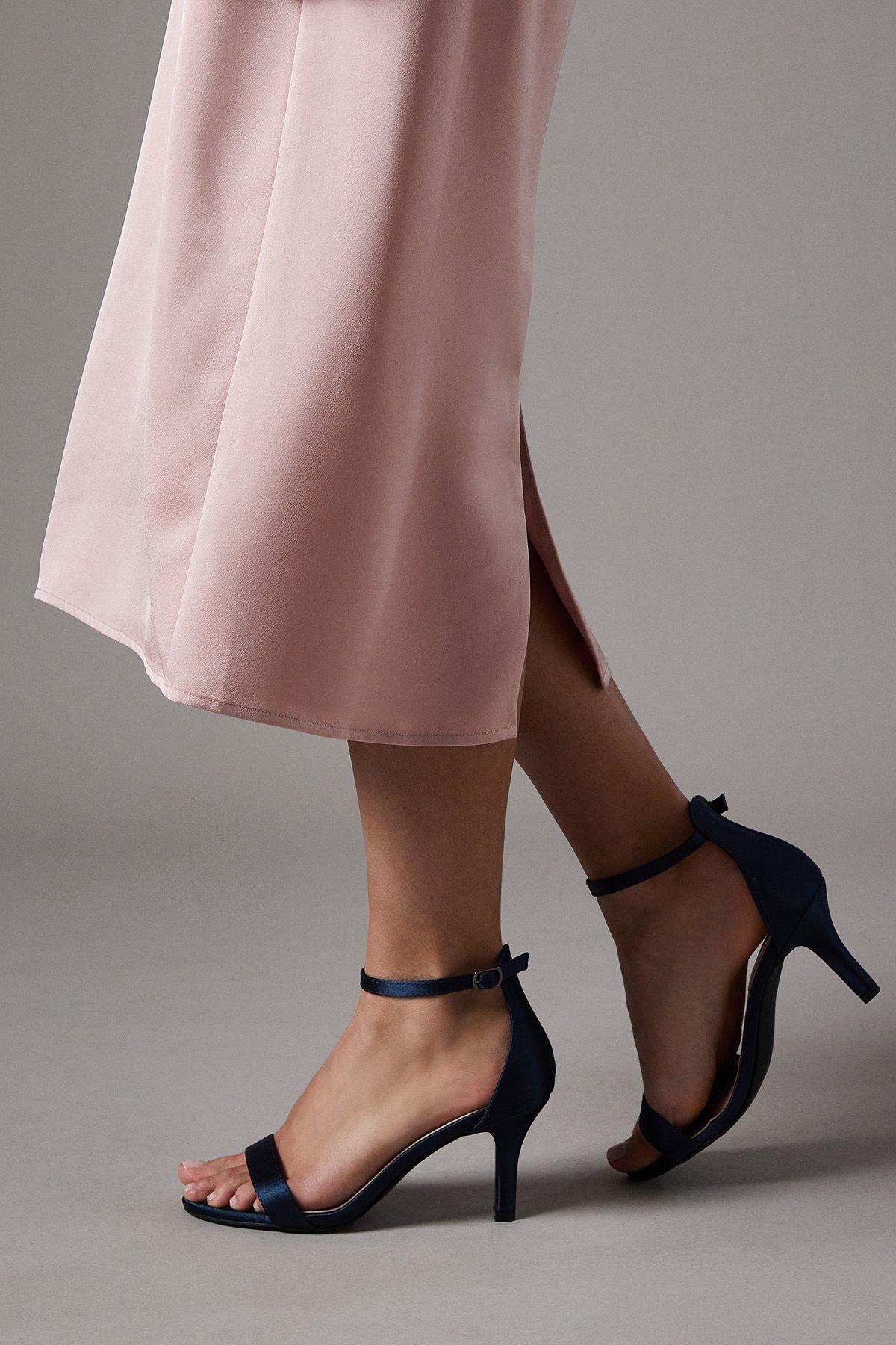 Coast Wide Fit Trinnie Satin Barely There Stiletto Heeled Sandals Navy image 3