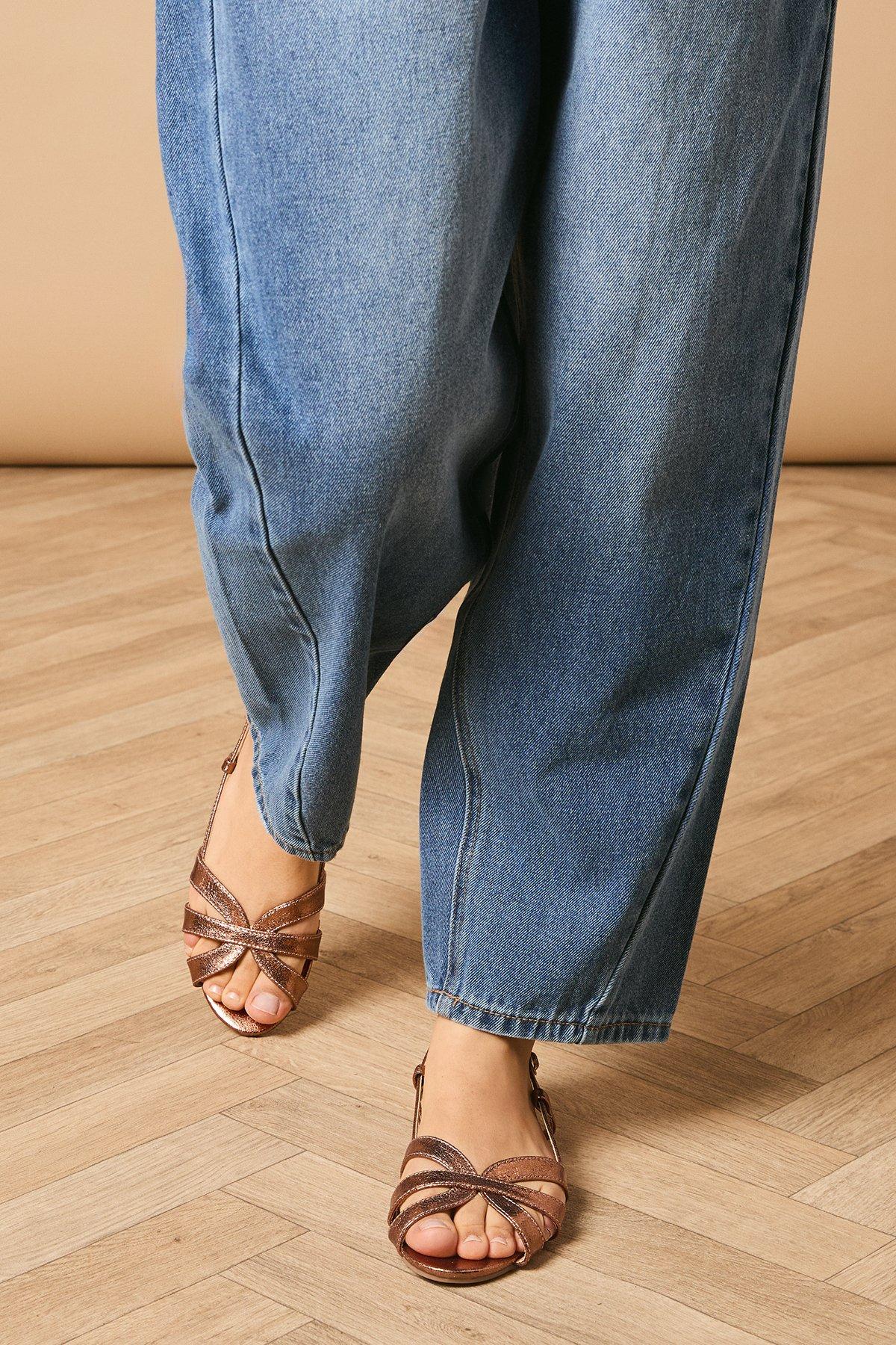 Oasis Ivy Cross Strap Slingback Flat Sandals Bronze image 2