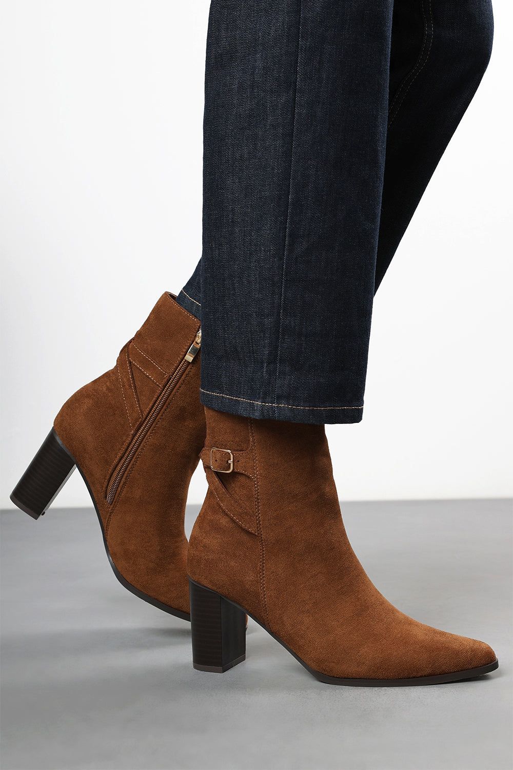 Where's That From 'Jolie' Suede Mid Heel Ankle Boots with Side Buckle image 1