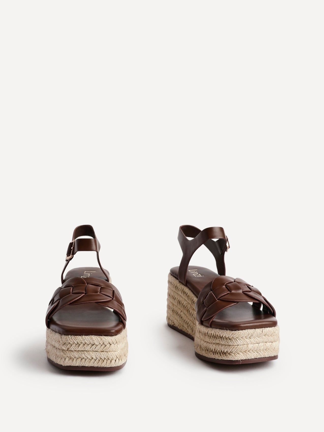 Linzi Grazia Brown Plaited Flatform Sandals image 3