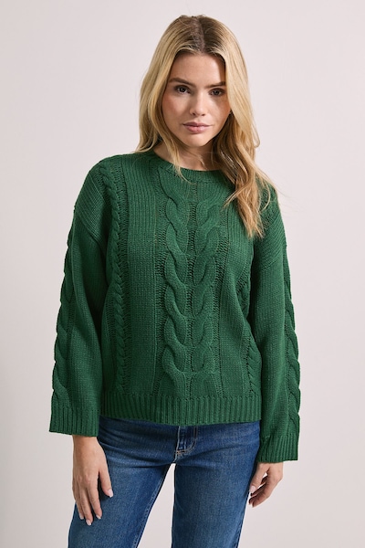 Dorothy Perkins Cable Knitted Crew Neck Jumper Green