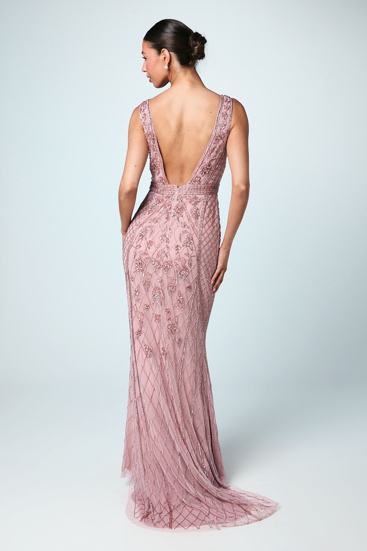 Coast Plunge Floral Embellished Bridesmaid Dress Blush image 3