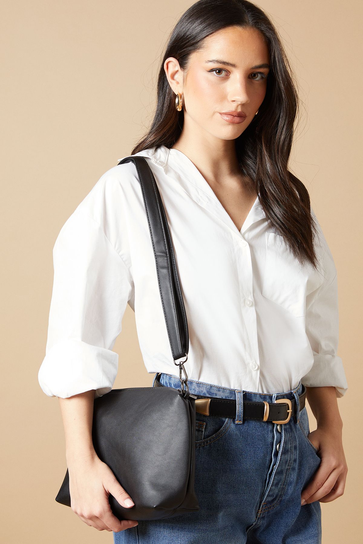 Oasis Jenna Faux Leather Slouch Bag With Pouch And Coin Purse Black image 4