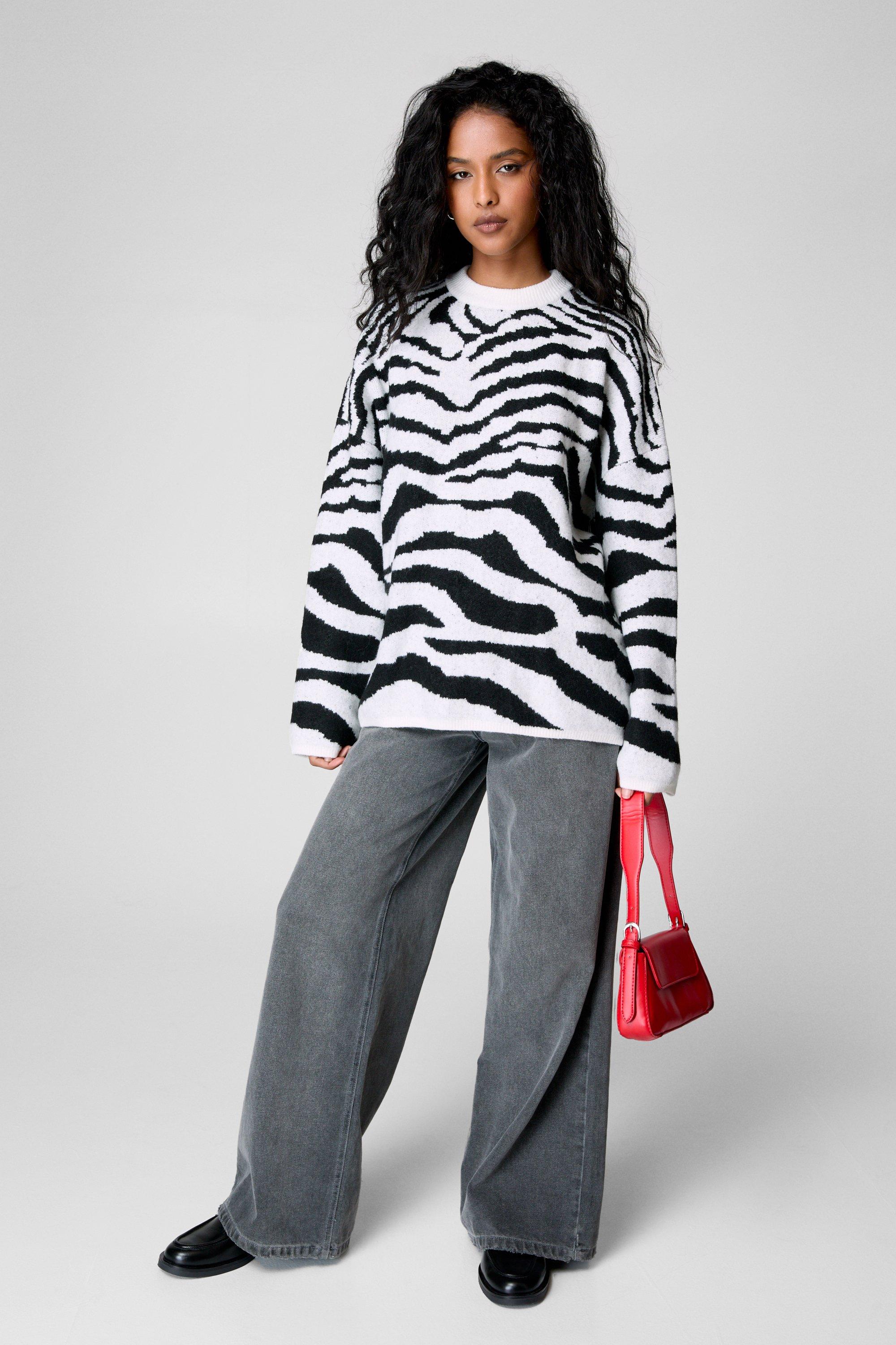 NastyGal (N) Zebra Oversized Sweater Black image 2