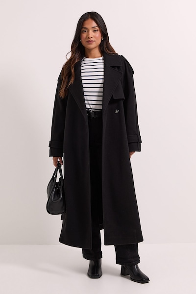 Dorothy Perkins Petite Belted Trench Black