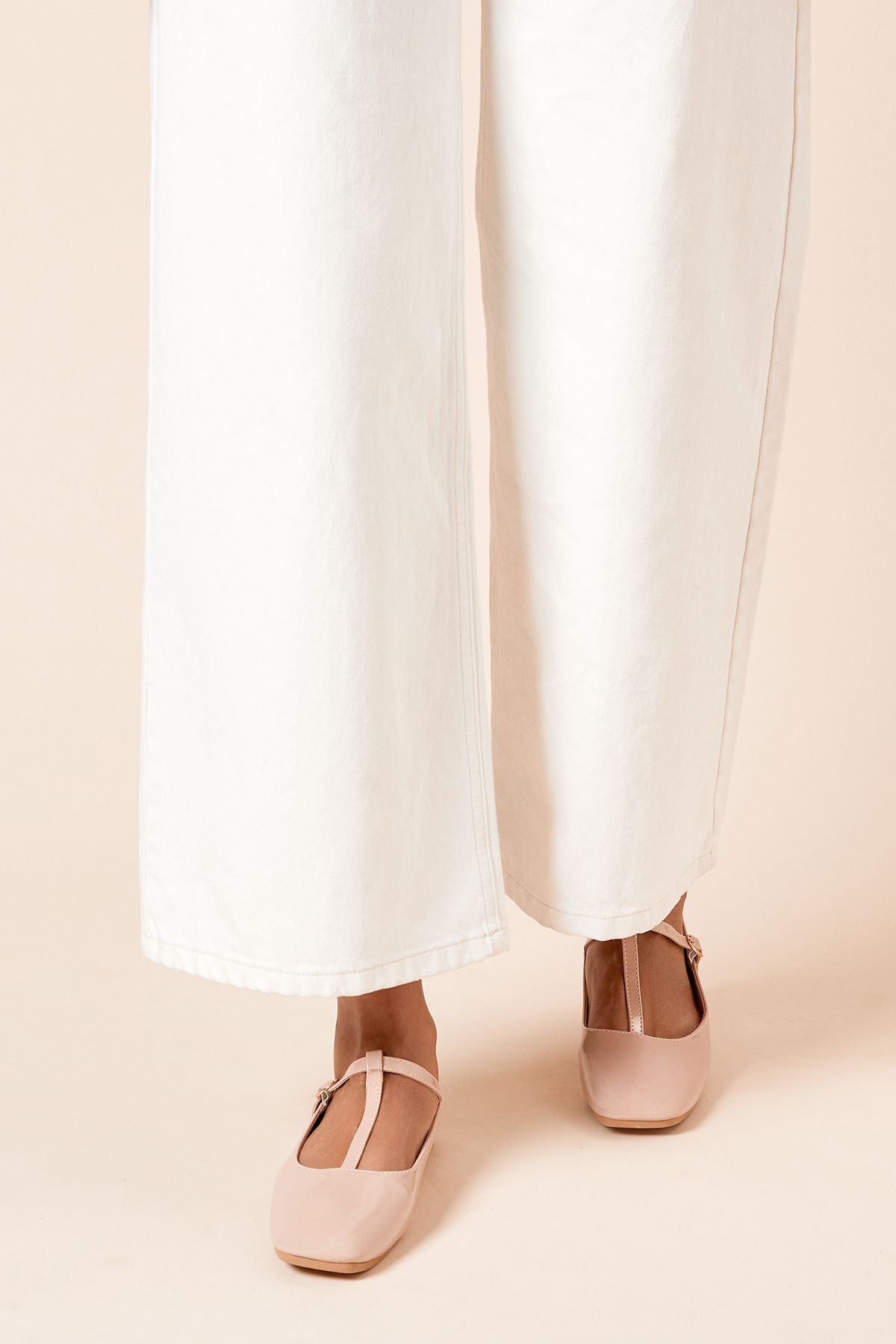 Dorothy Perkins Claudia Faux Patent Leather T-Bar Ballet Pumps Blush image 3