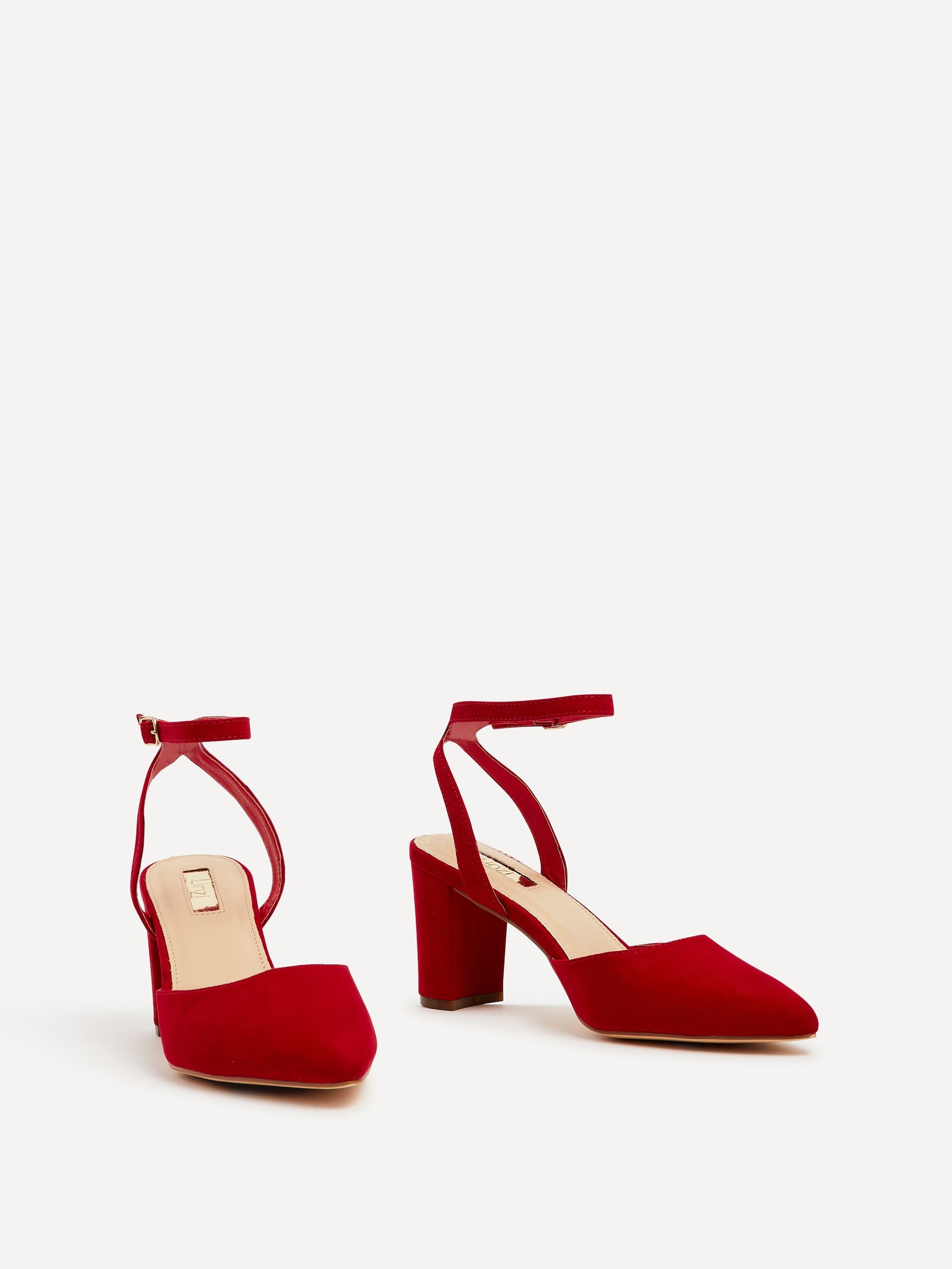 Linzi Carrie Red Faux Suede Mid Height Court Shoe image 3