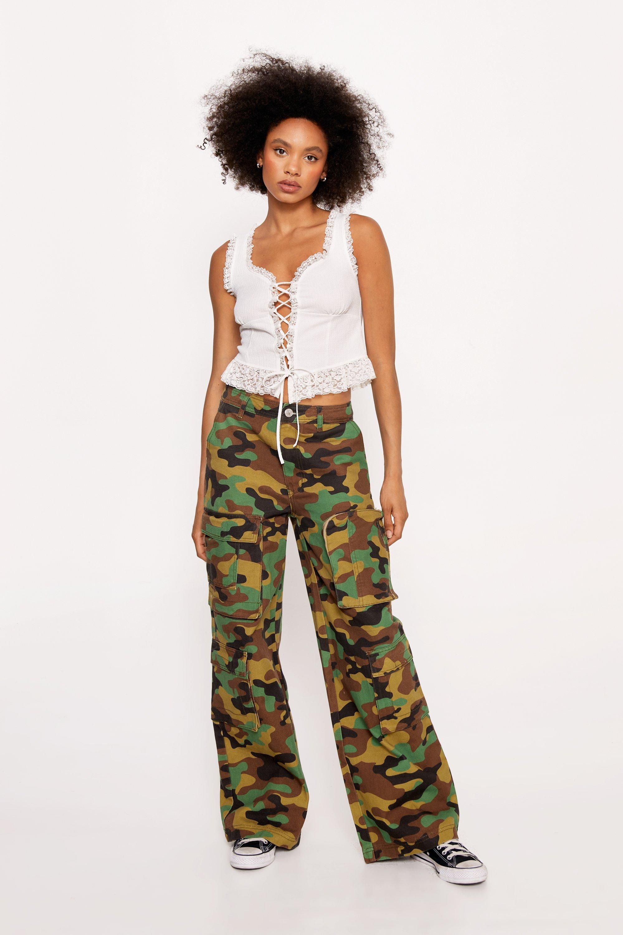 NastyGal Pocket Detail Camo Cargo Pants Camo image 1