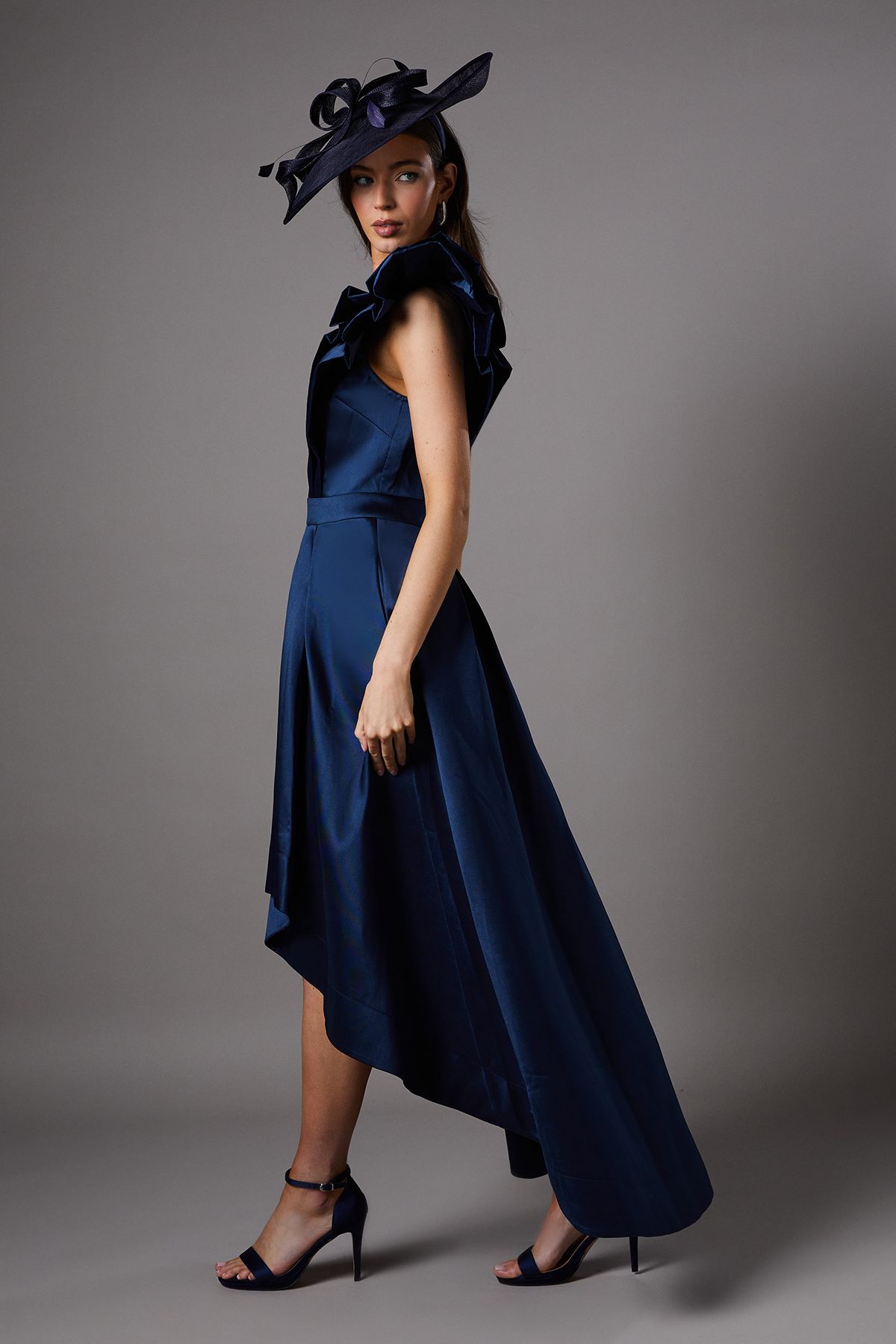 Coast Frill Sleeve V Neck Midi Dress Navy image 4