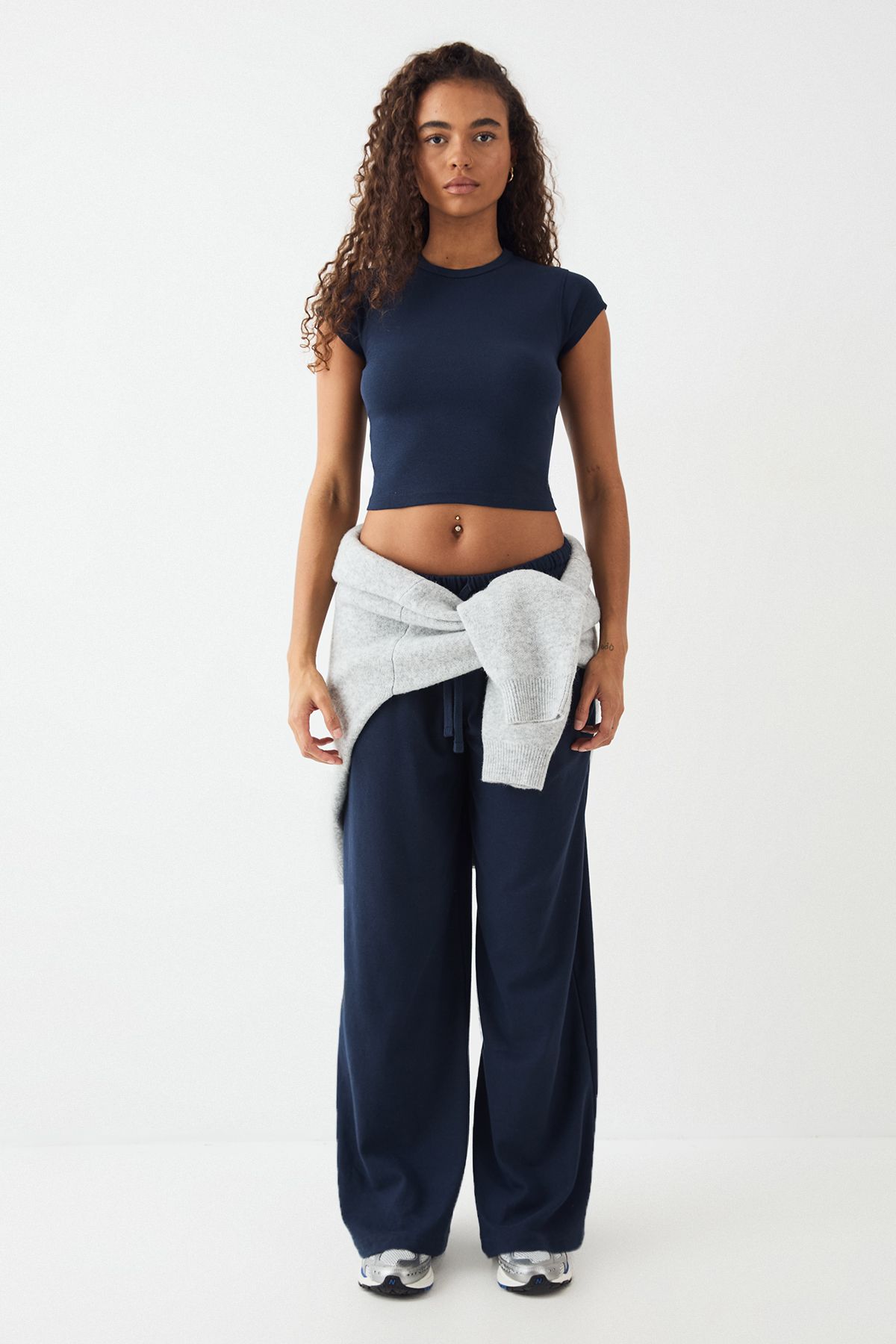 DSGN Studio DSGN Studio Embroidered Short Sleeve Top Navy image 5