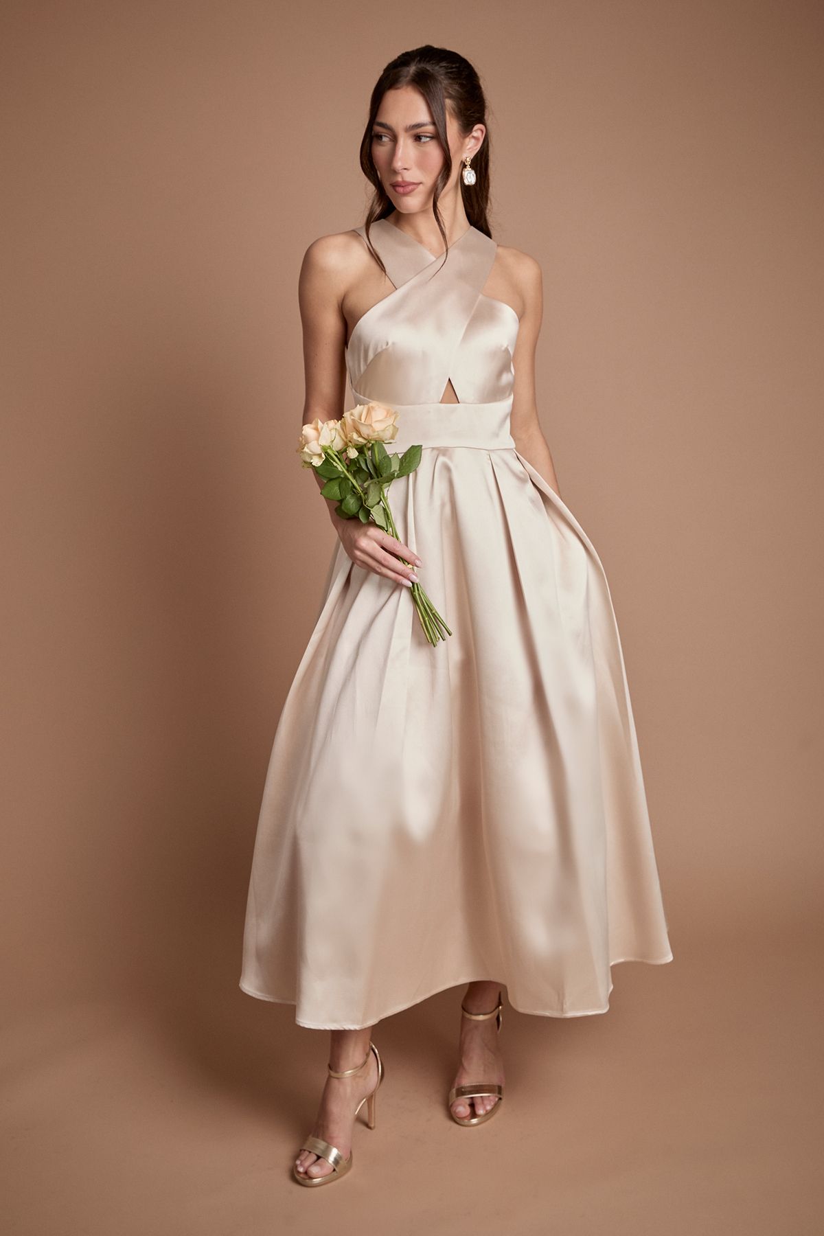 Coast Cross Neck Twill Bridesmaid Dress Champagne