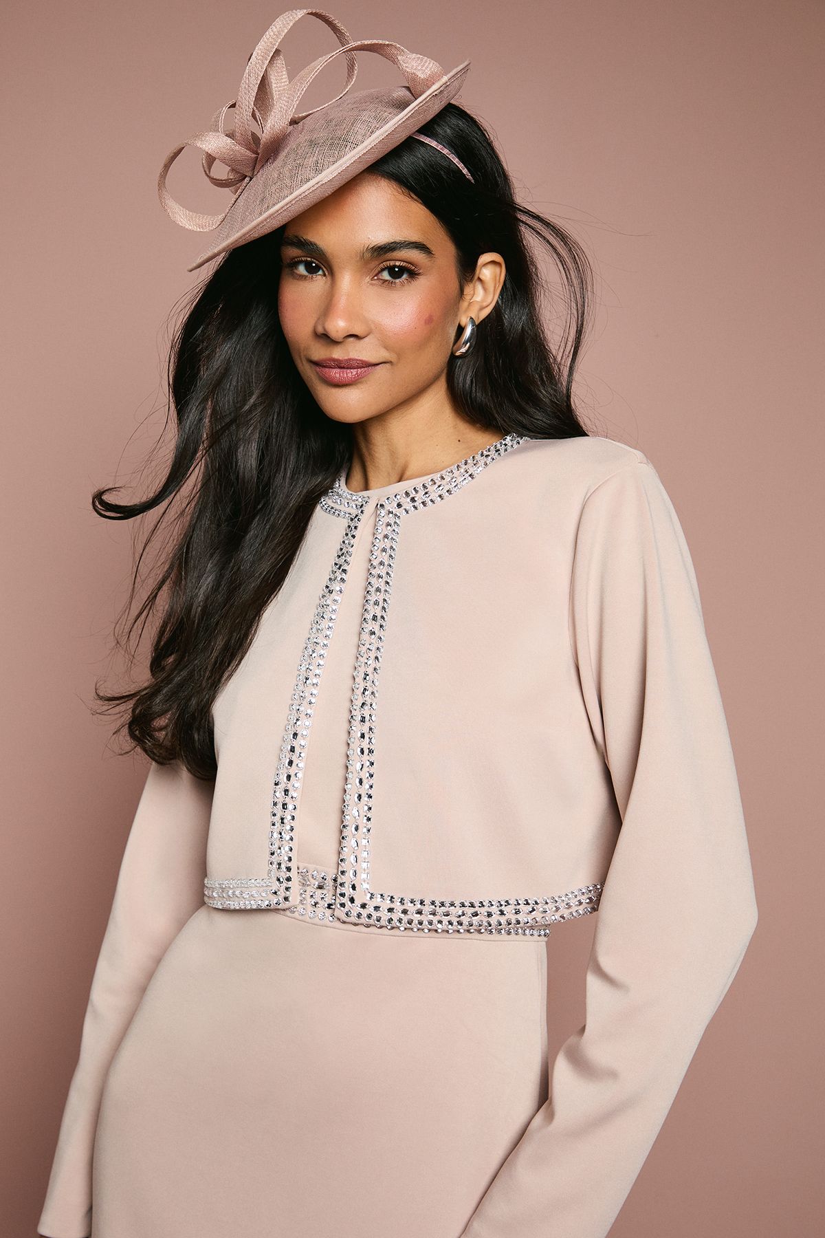 Coast Embellished Ponte Jacket Mocha image 4