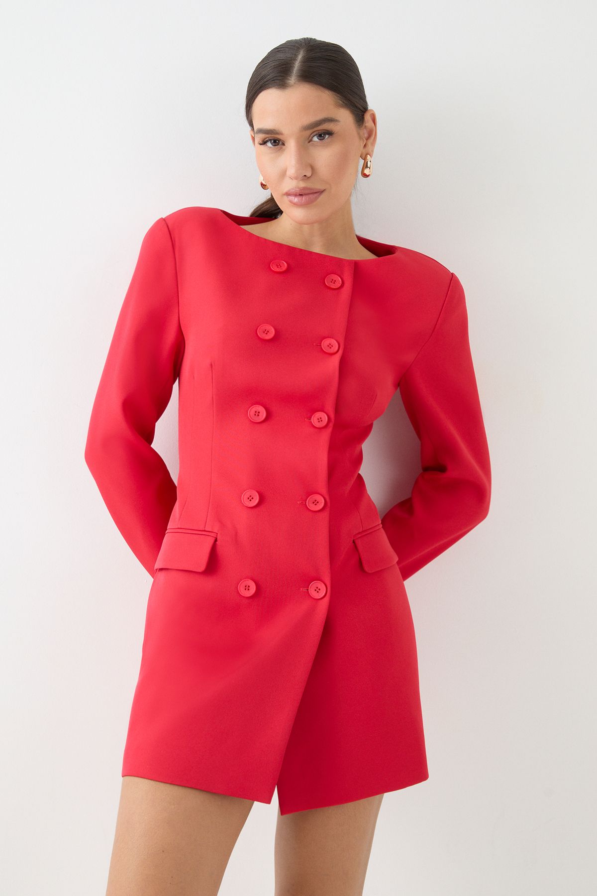 MissPap Tailored Double Breasted Blazer Dress Red image 1