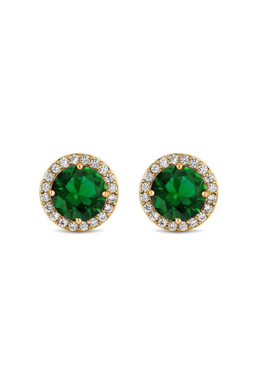 Jon Richard Gold Plated Cubic Zirconia Green Stud Earrings image 1
