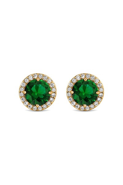 Jon Richard Gold Plated Cubic Zirconia Green Stud Earrings