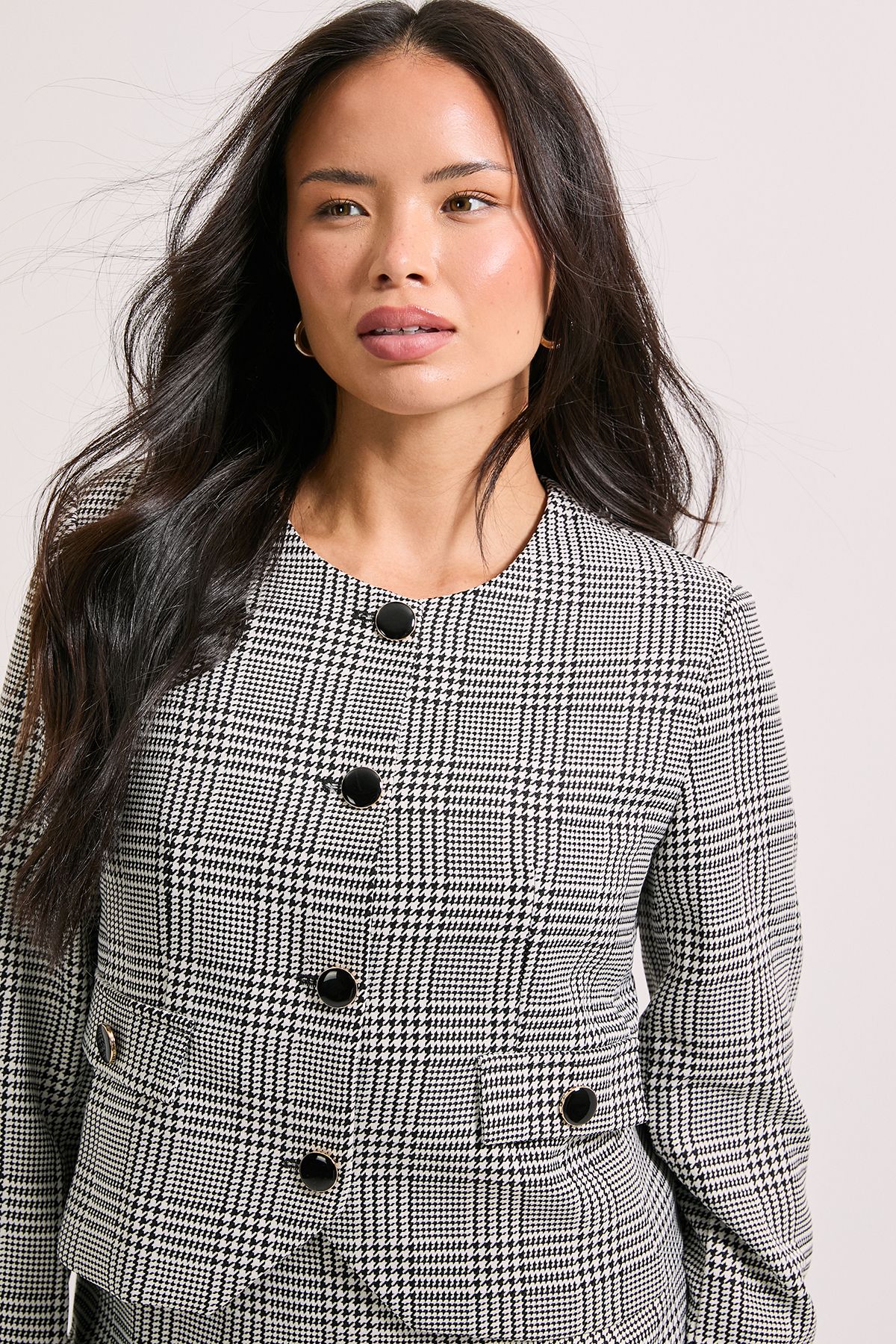 Dorothy Perkins Button Detail Cropped Jacket Mono image 4