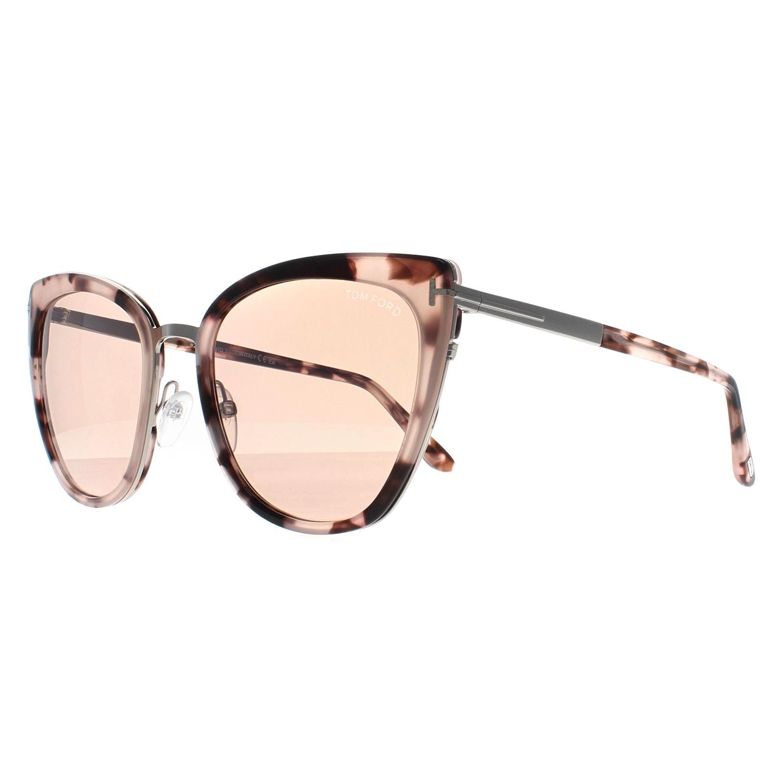 Tom Ford Cat Eye Coloured Havana  Brown Mirror Simona FT0717 Sunglasses image 2