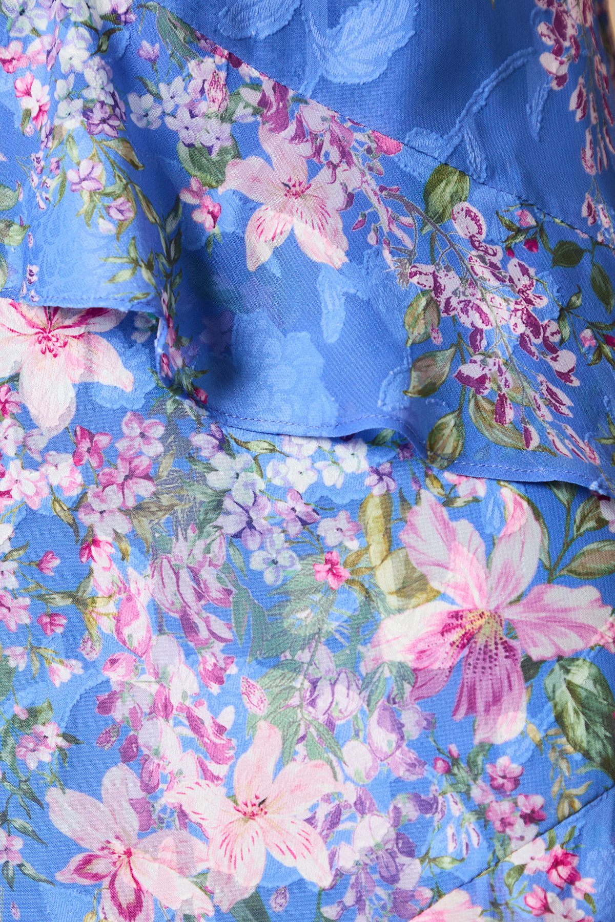 Oasis Petite Double Frill Satin Burnout Midi Dress Navy image 5