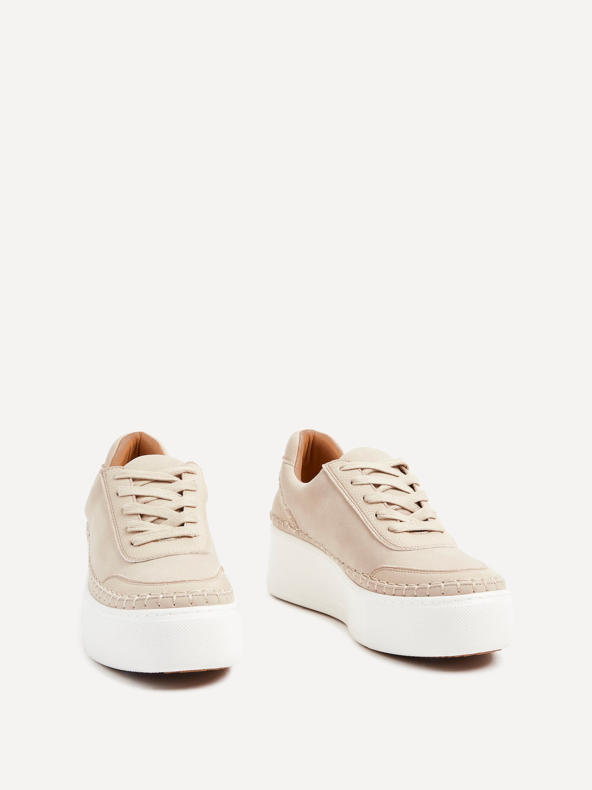 Linzi Harlem Nude Faux Suede And Leather Mix Platform Trainer image 3