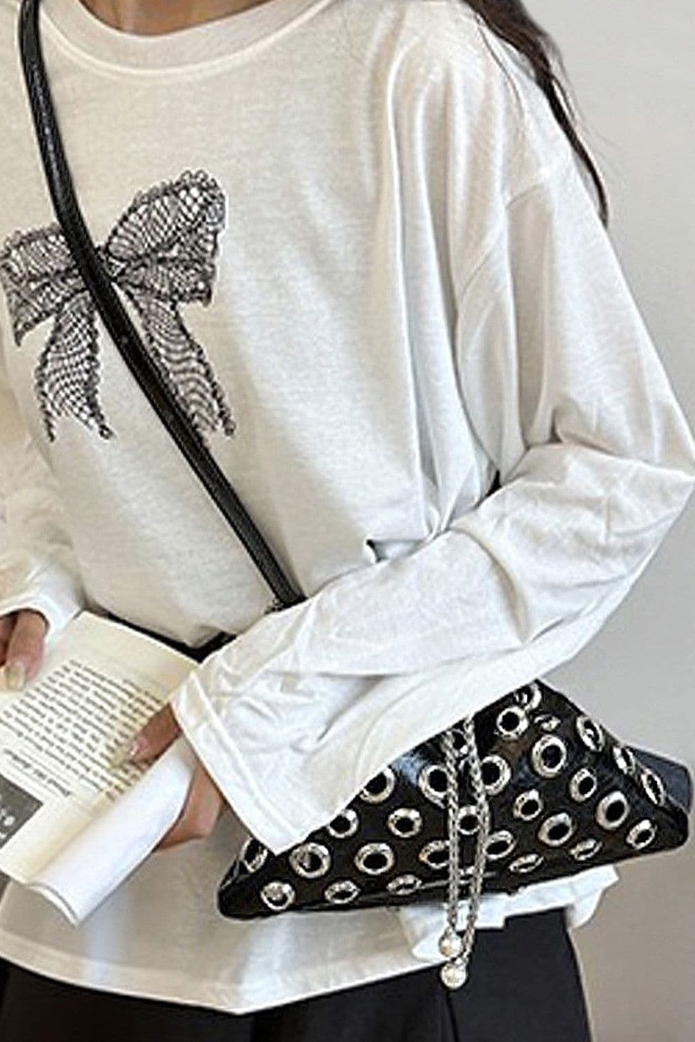 XY London 'Janieka' Drawstring Chain Shoulder Bag with Eyelet Studs image 2