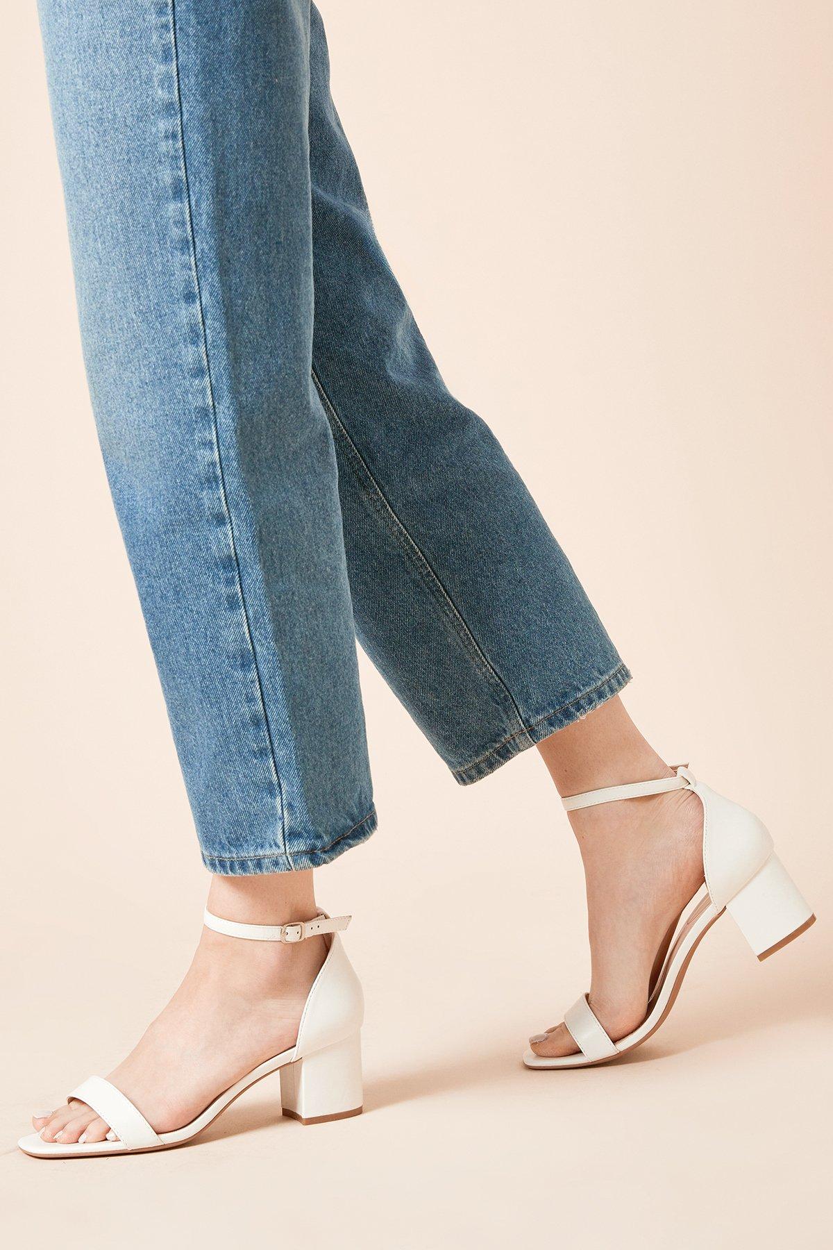 Dorothy Perkins Sammy Barely There Low Block Heel Sandals White image 3