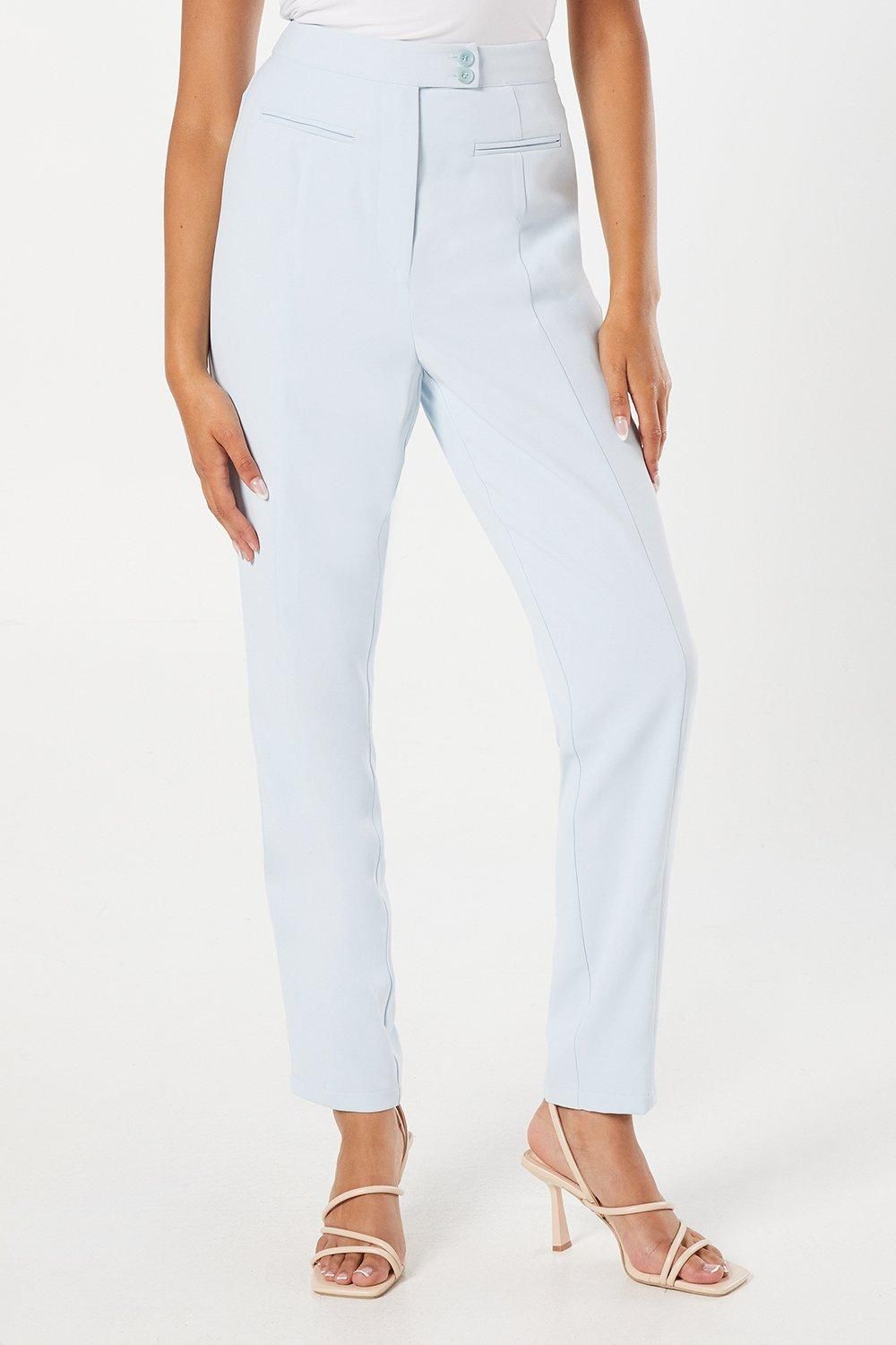 Dorothy Perkins Tall Double Button Tapered Trousers Light Blue image 2