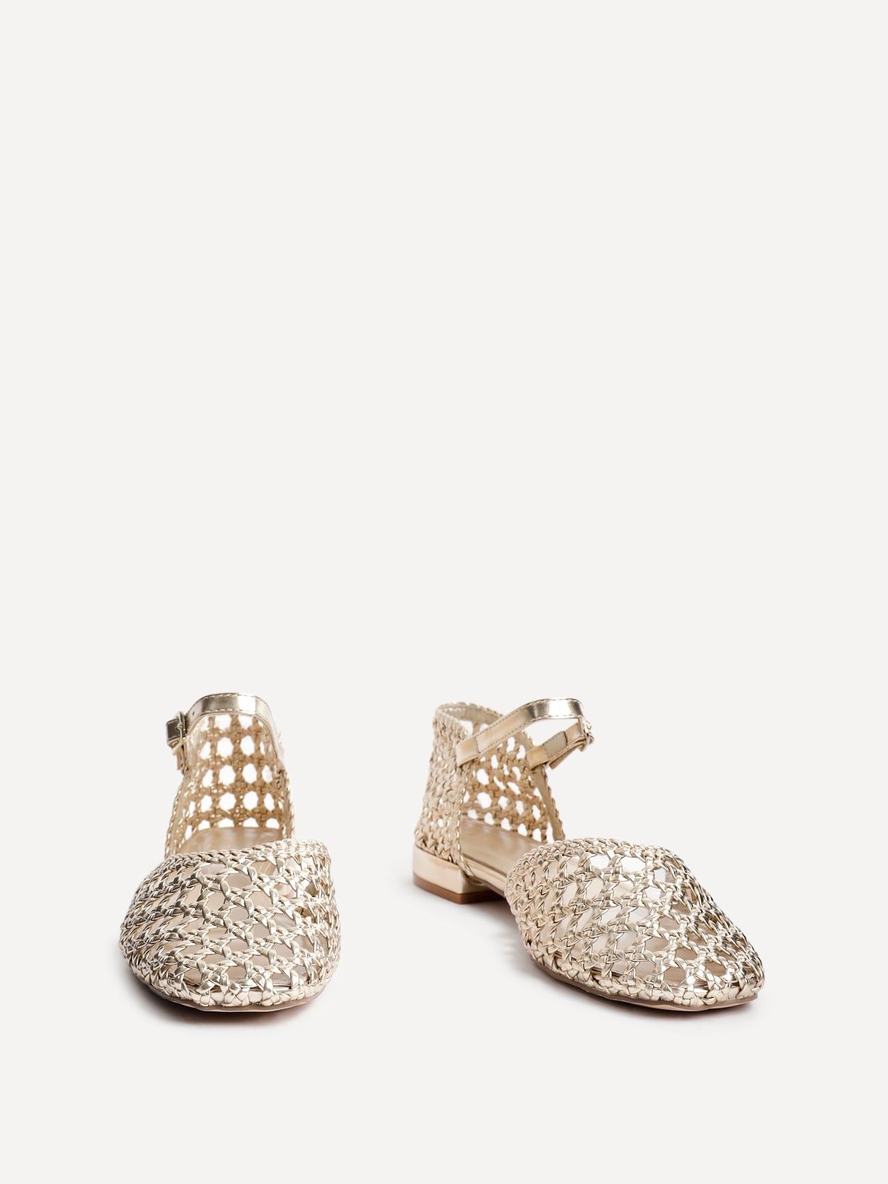 Linzi Suki Gold Faux Leather Woven Two Part Sandals image 3