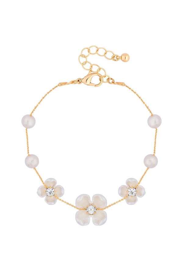Jon Richard Gold Plated White Floral And Freshwater Pearl Bracelet