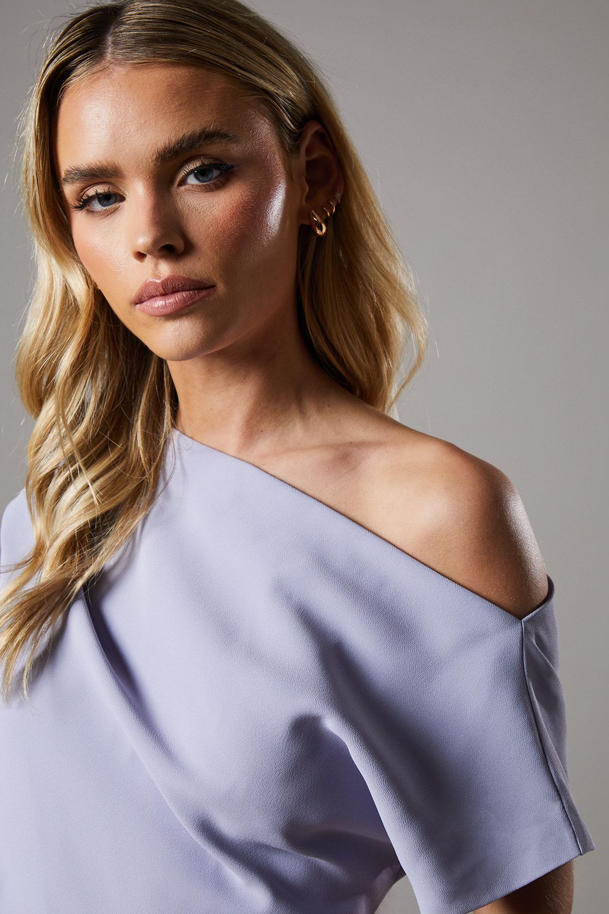 Coast Petite Pleat Off The Shoulder Jumpsuit Lilac image 3