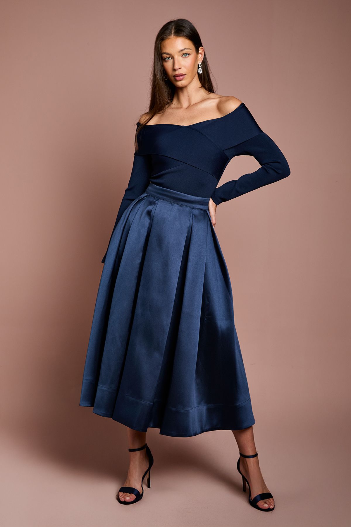 Coast Wrap Detail Bandage Bardot Top Navy image 4