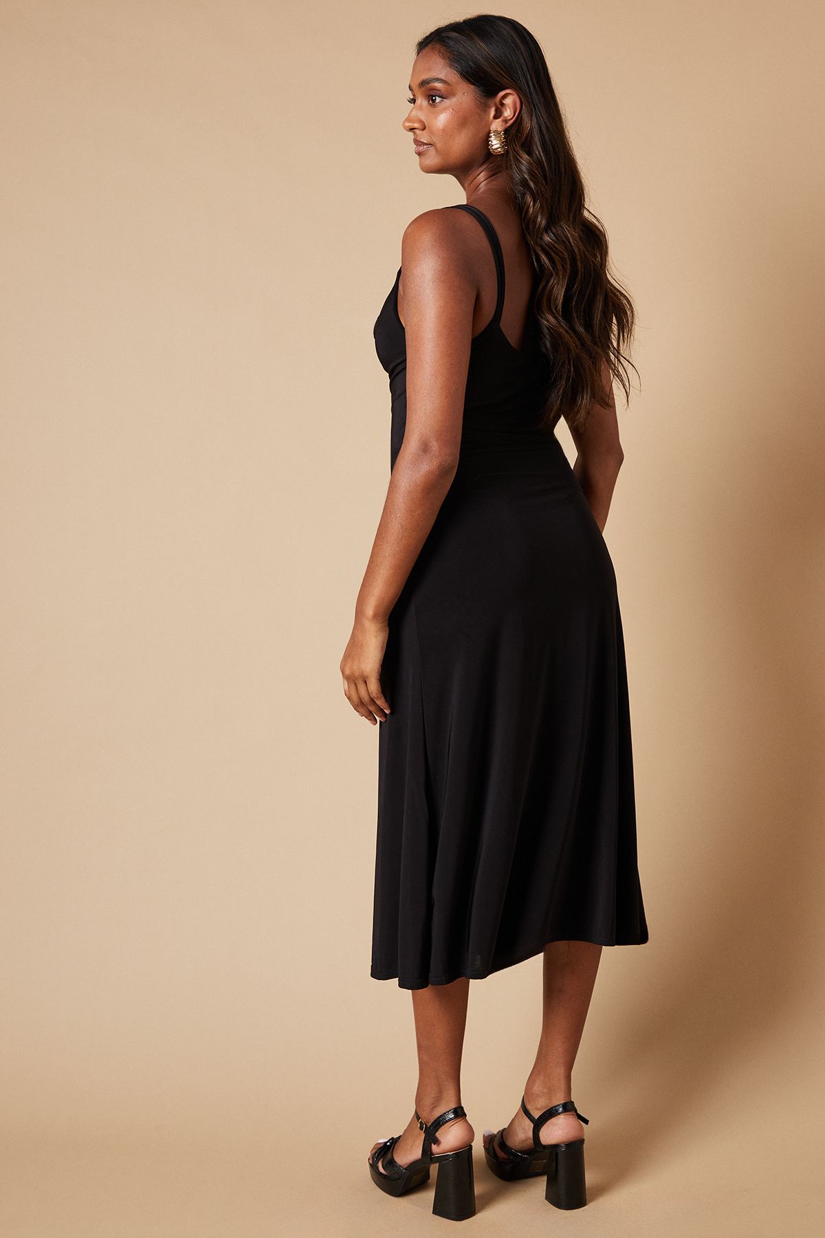 Oasis Occasion Double Jersey Cowl Midi Dress Black image 3