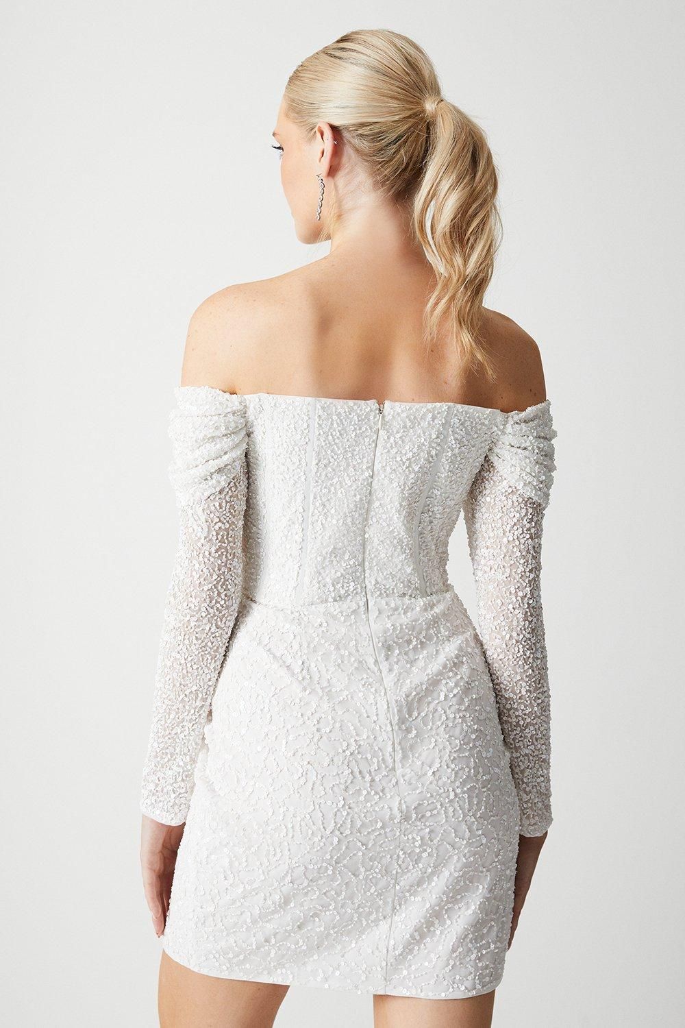 Coast Bardot Long Sleeve Wrap Skirt Mini Dress Ivory image 3