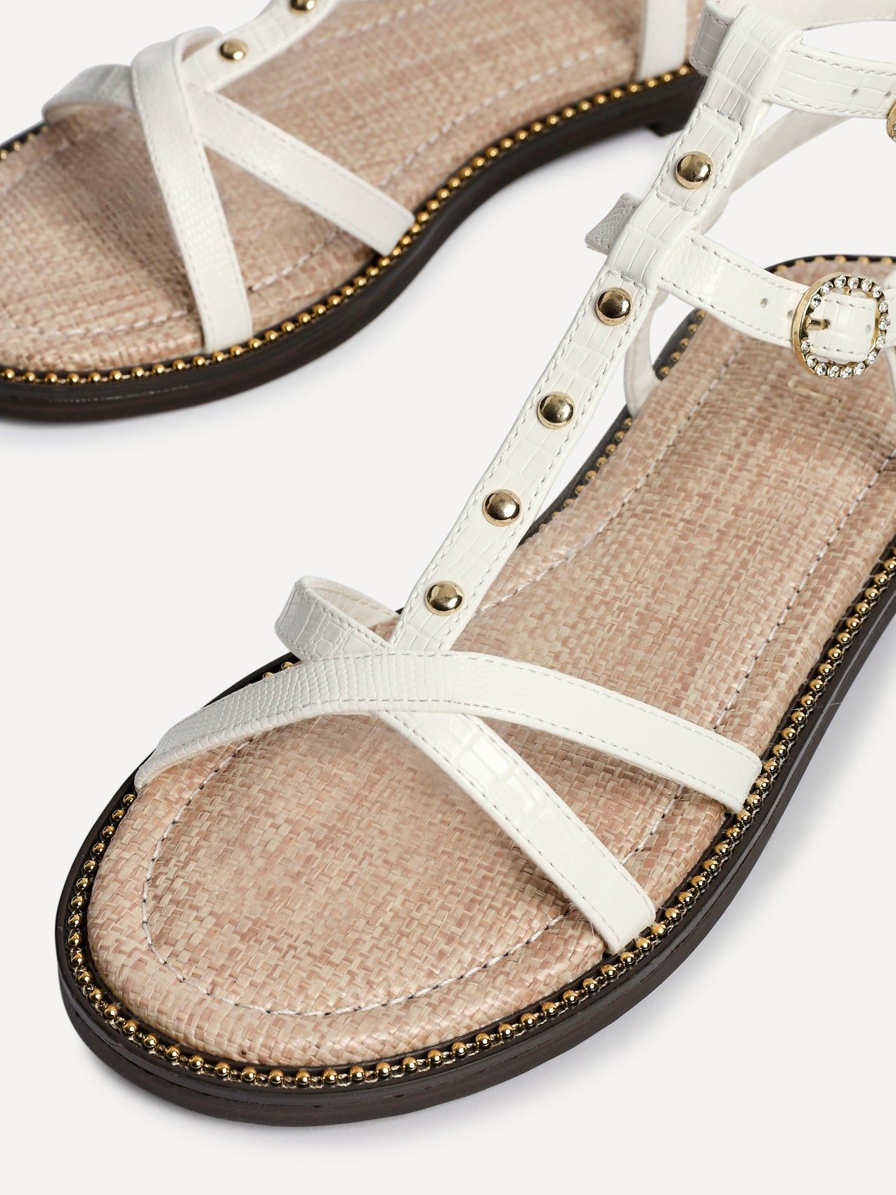 Linzi Indiana White Faux Leather Studded Gladiator Style Sandal image 4