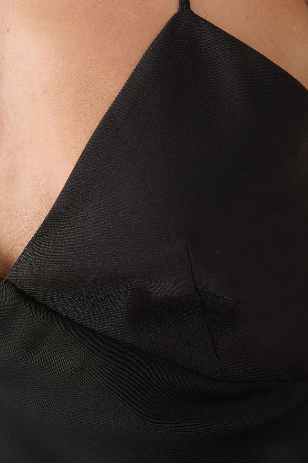 MissPap Premium Bust Panel Satin Bias Maxi Bridesmaid Dress Black image 5