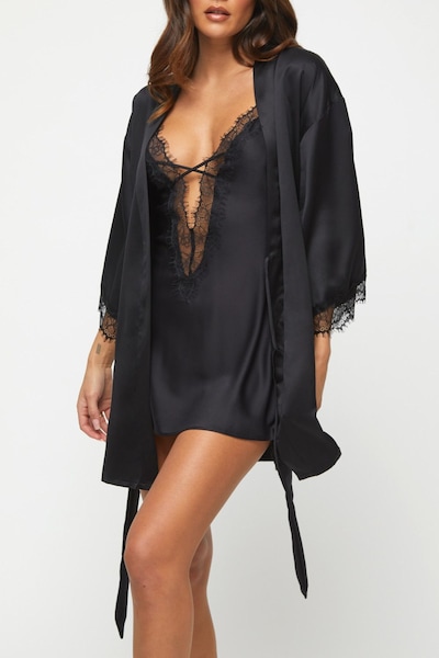 Ann Summers Cherryann Satin Robe Black