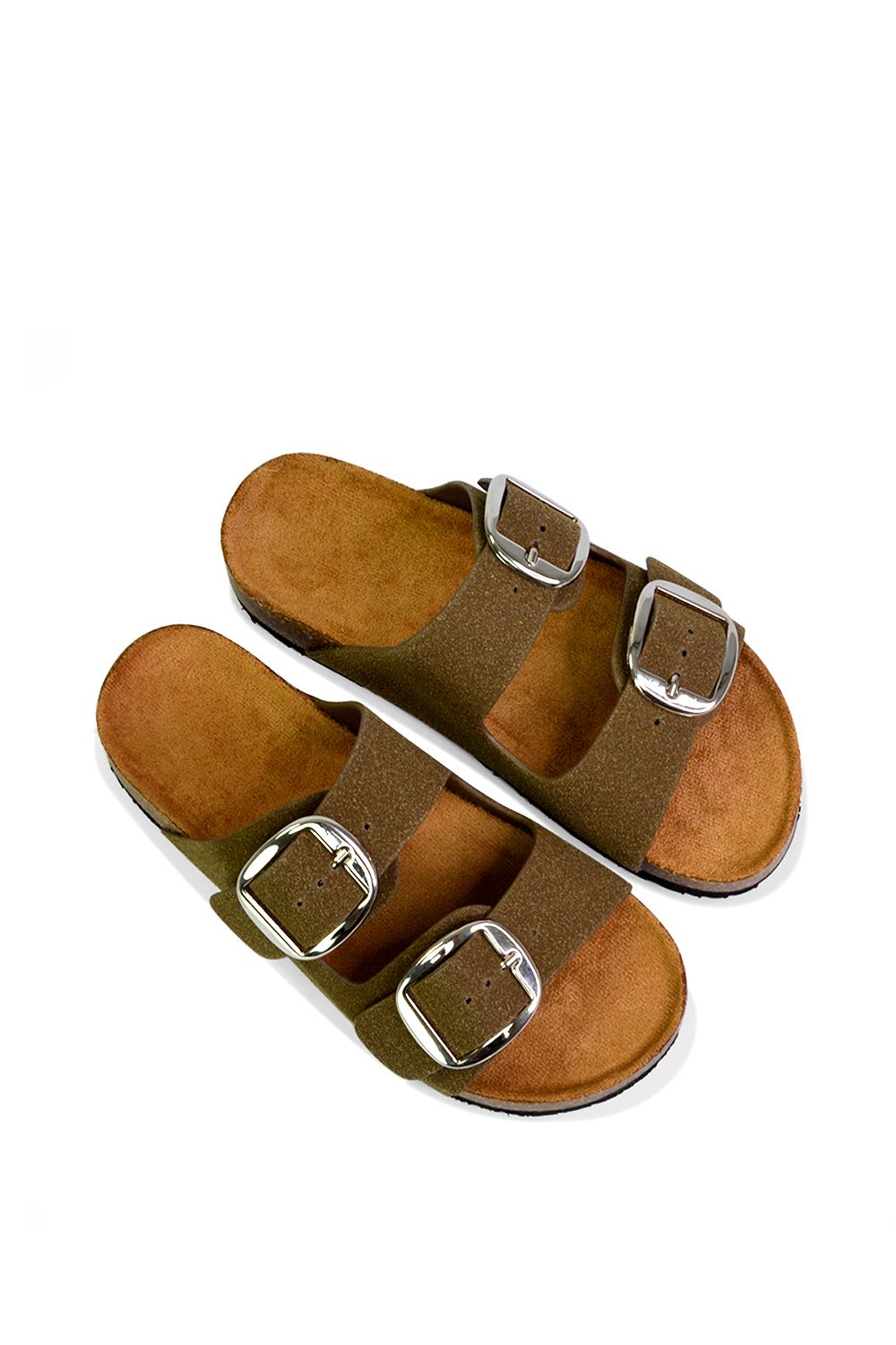 XY London 'Dolly' Slip On Slider Double Buckle Flat Sandals image 4